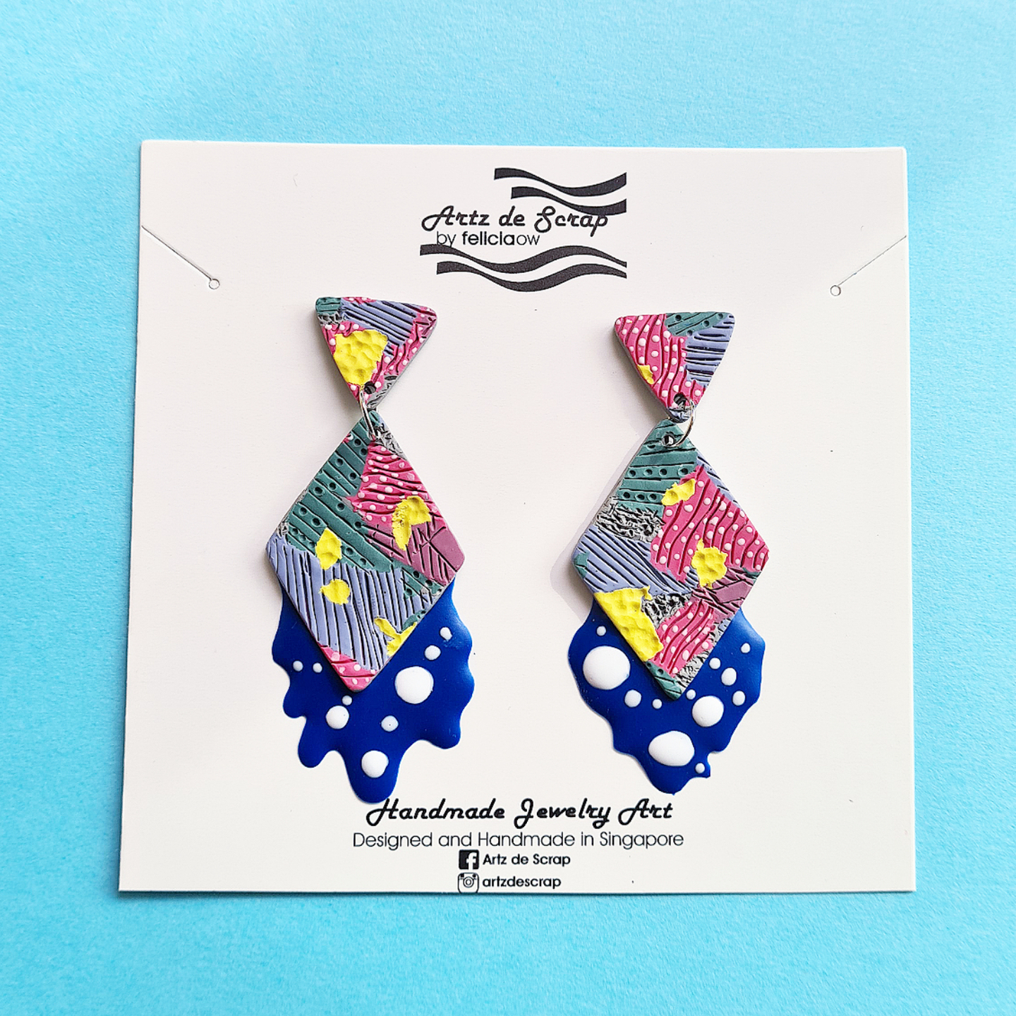Texture and Blobs - Diamond Dangle Earrings