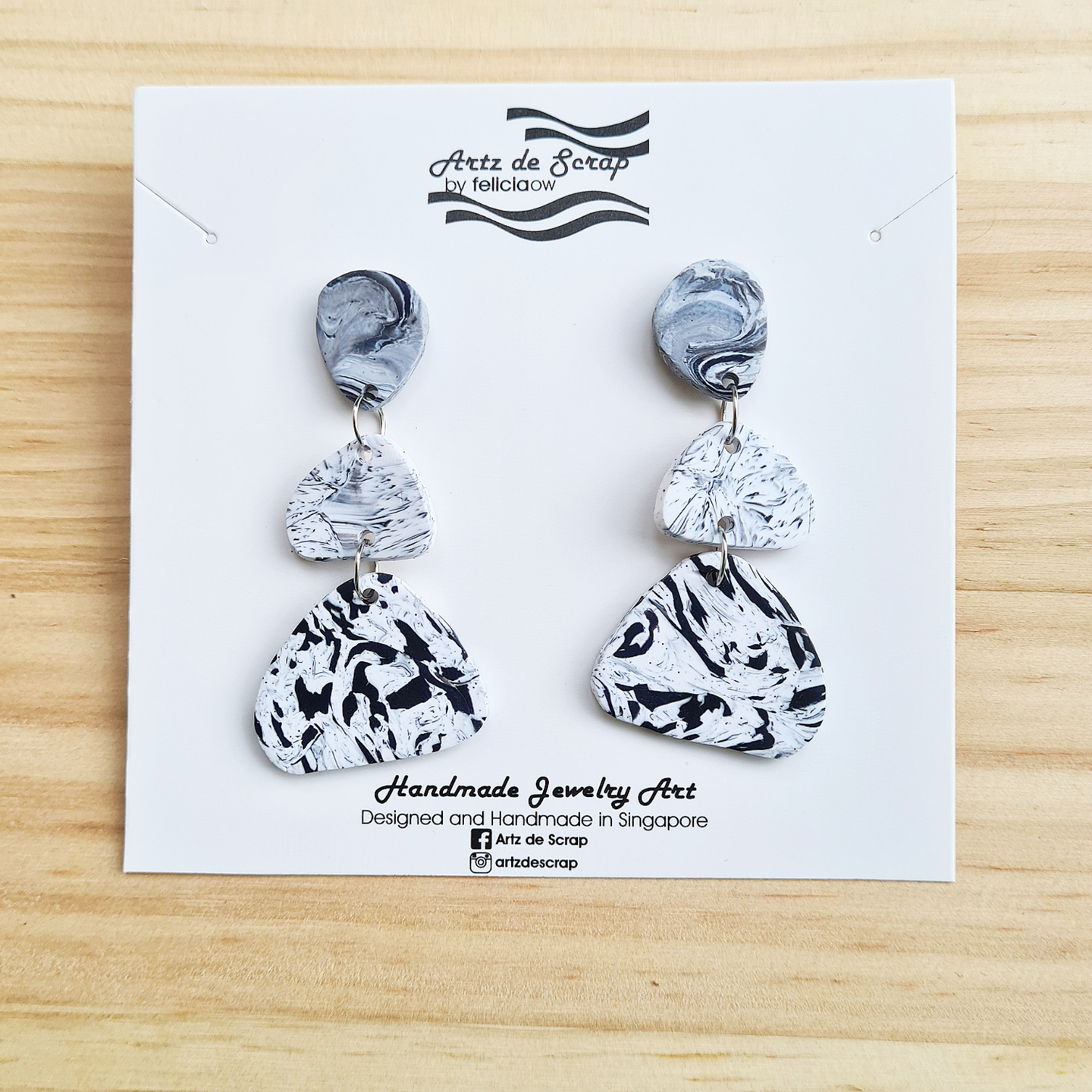 Natural Stones Inspired - White Pebble Shaped Dangle Earrings - 2