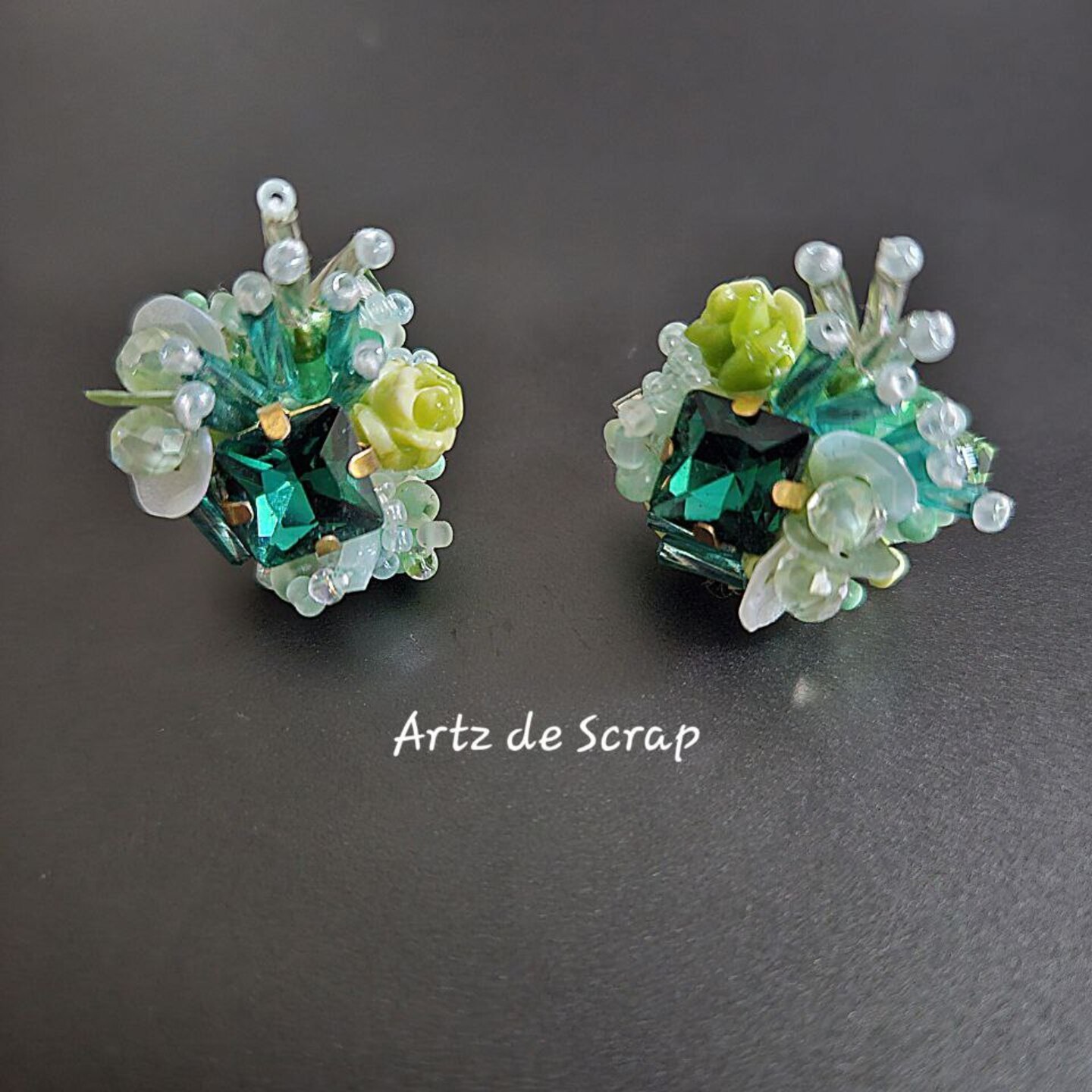 Coral Inspired - Beaded Studs Green
