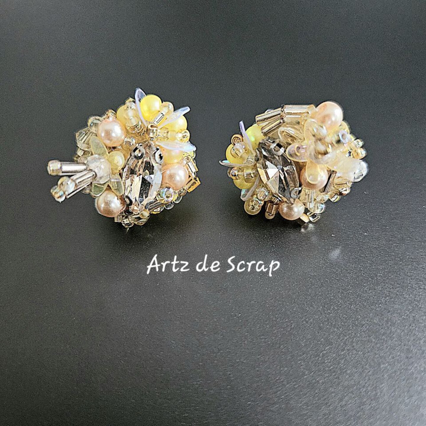 Coral Inspired - Beaded Studs Yellow