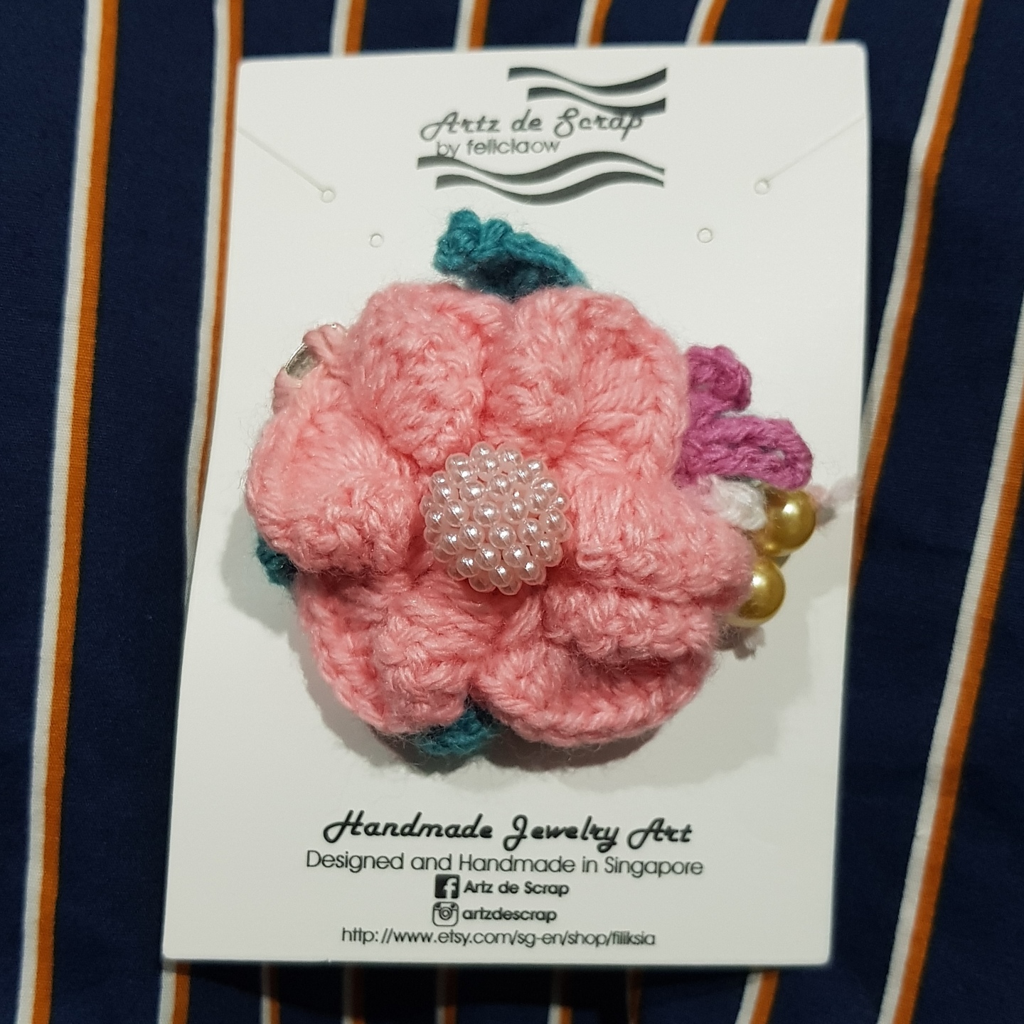Crochet Flower Hairclip Large