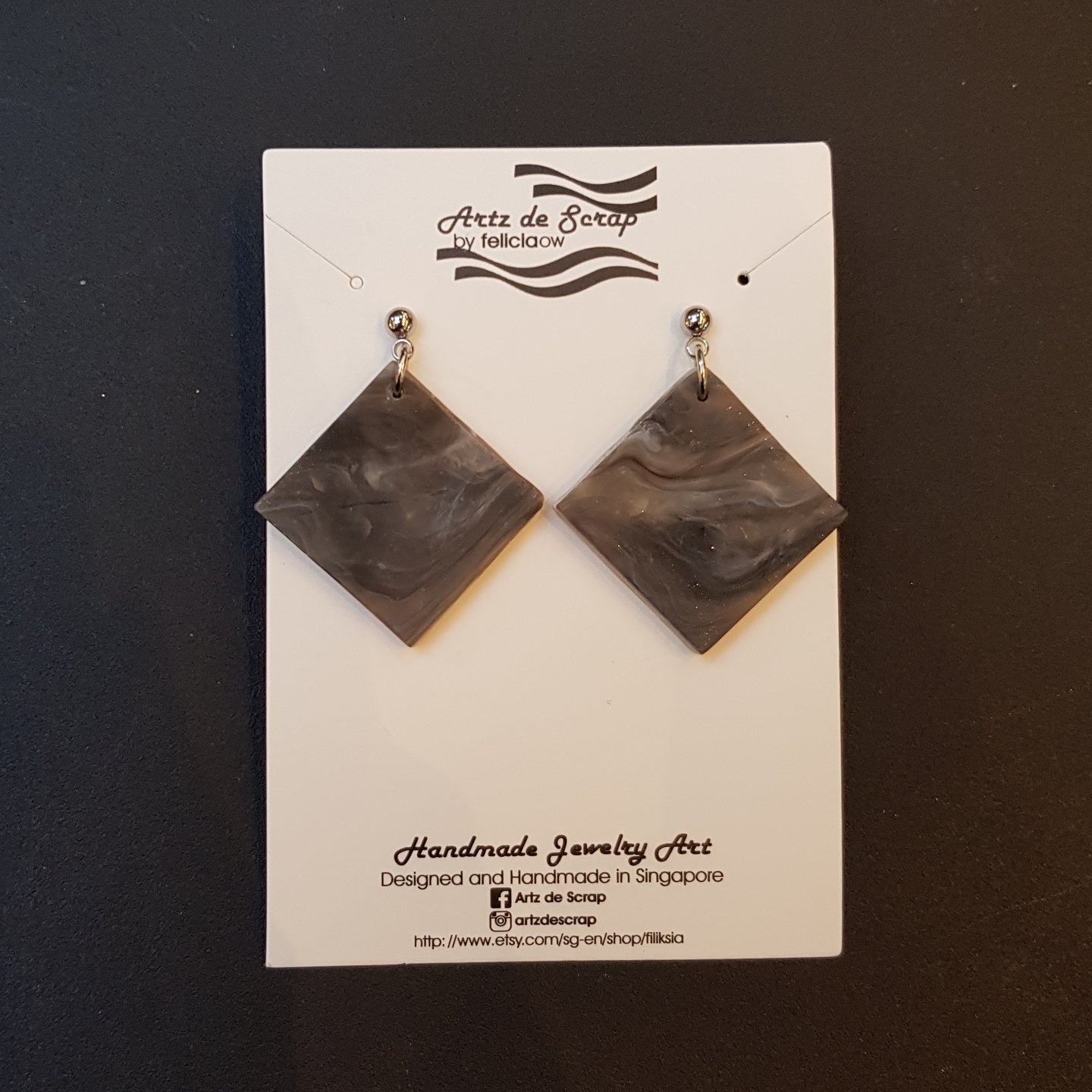 Translucent Marble - Tile Earrings