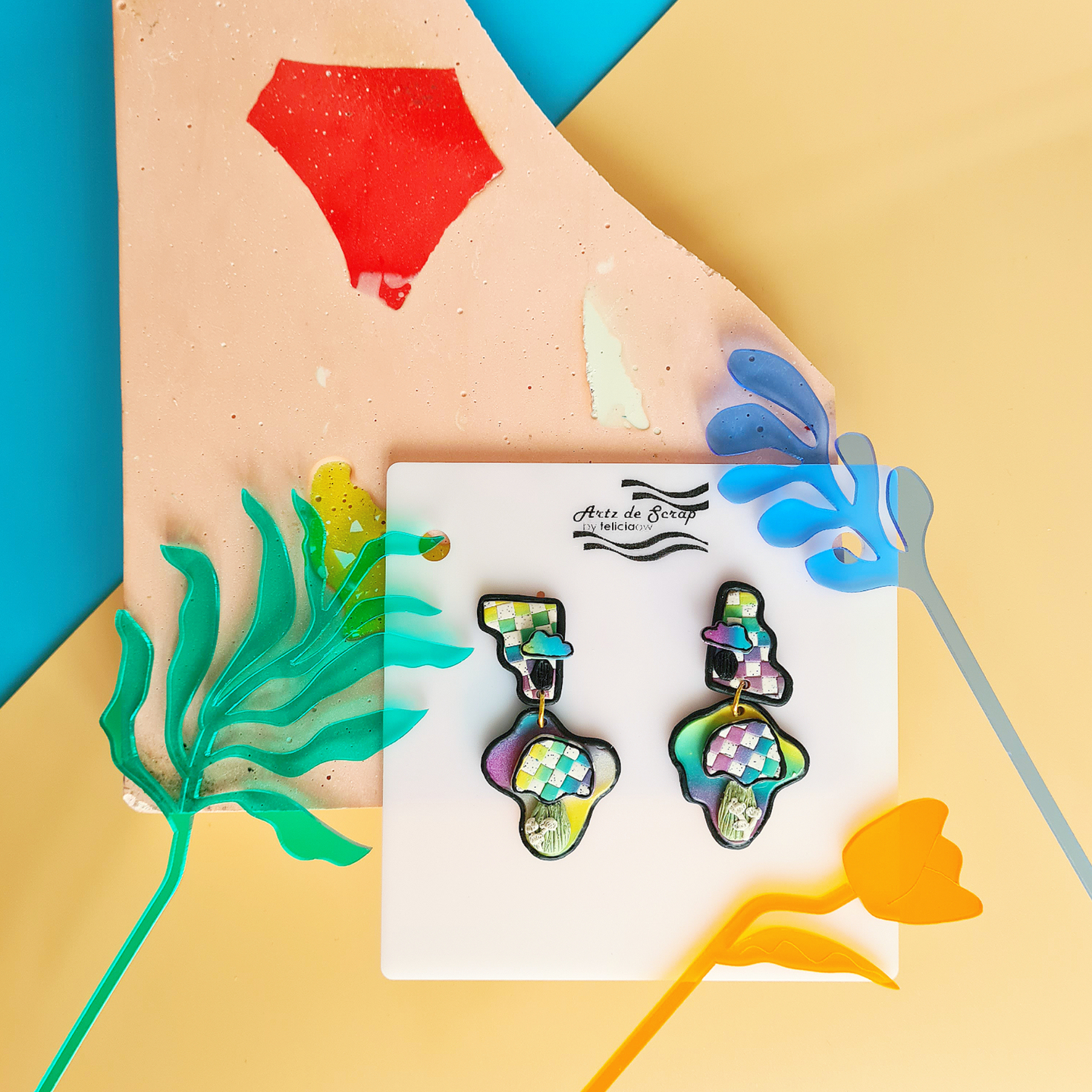 Mushrooms - Whimsical Mushroom Dangle Earrings Cloud