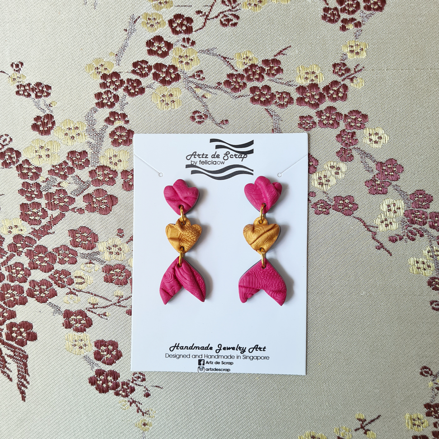 Oriental Brocade - Drapes with Tail Earrings