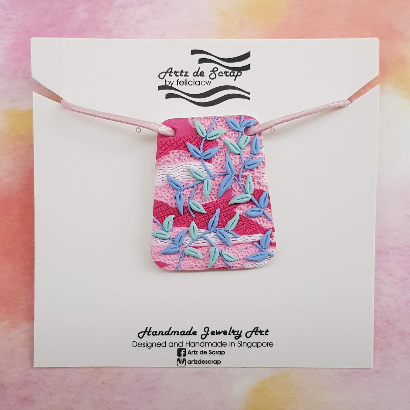 Sweet Pink Terrain - Trapezoid Necklace