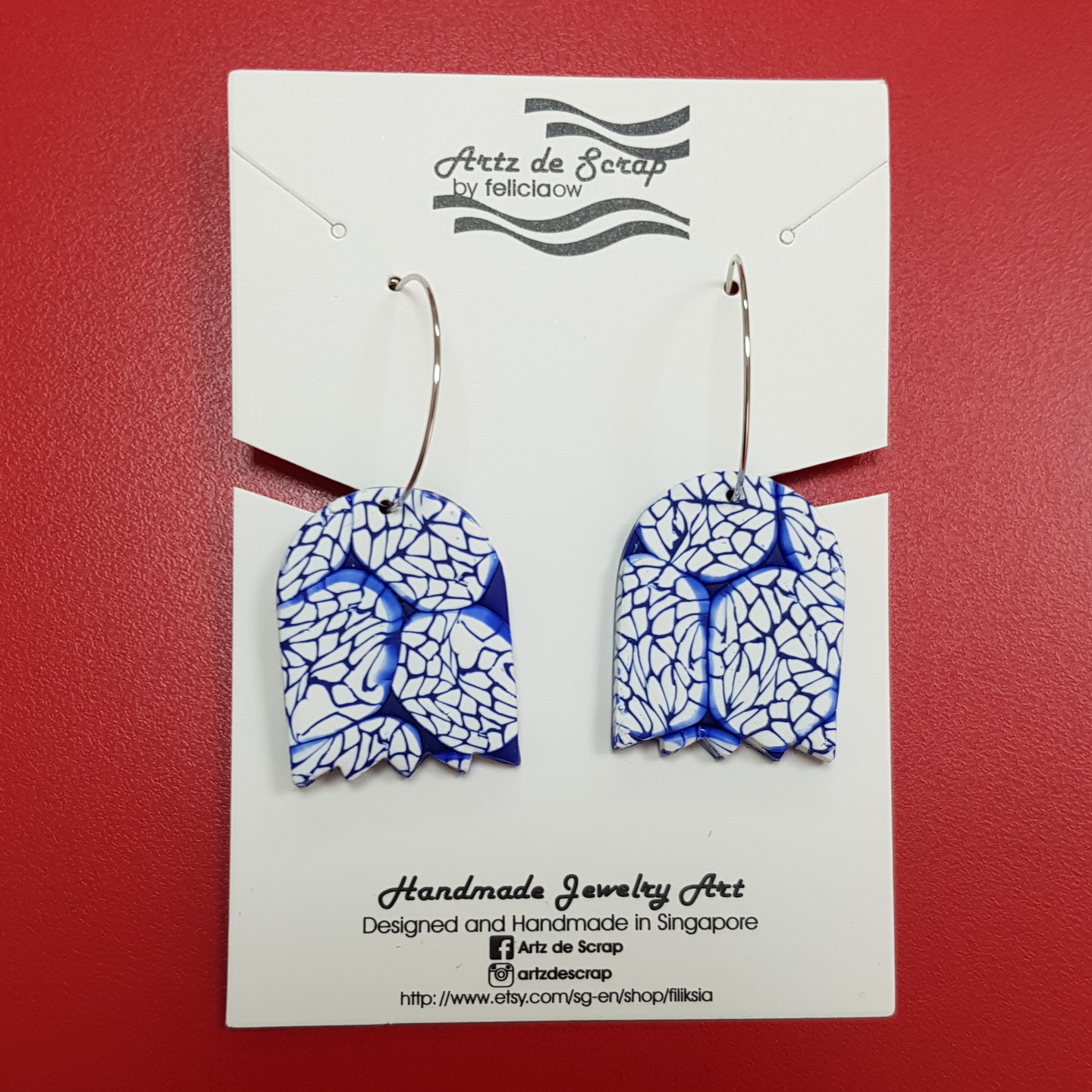 Porcelain Blue - Tulip Hoop Earrings