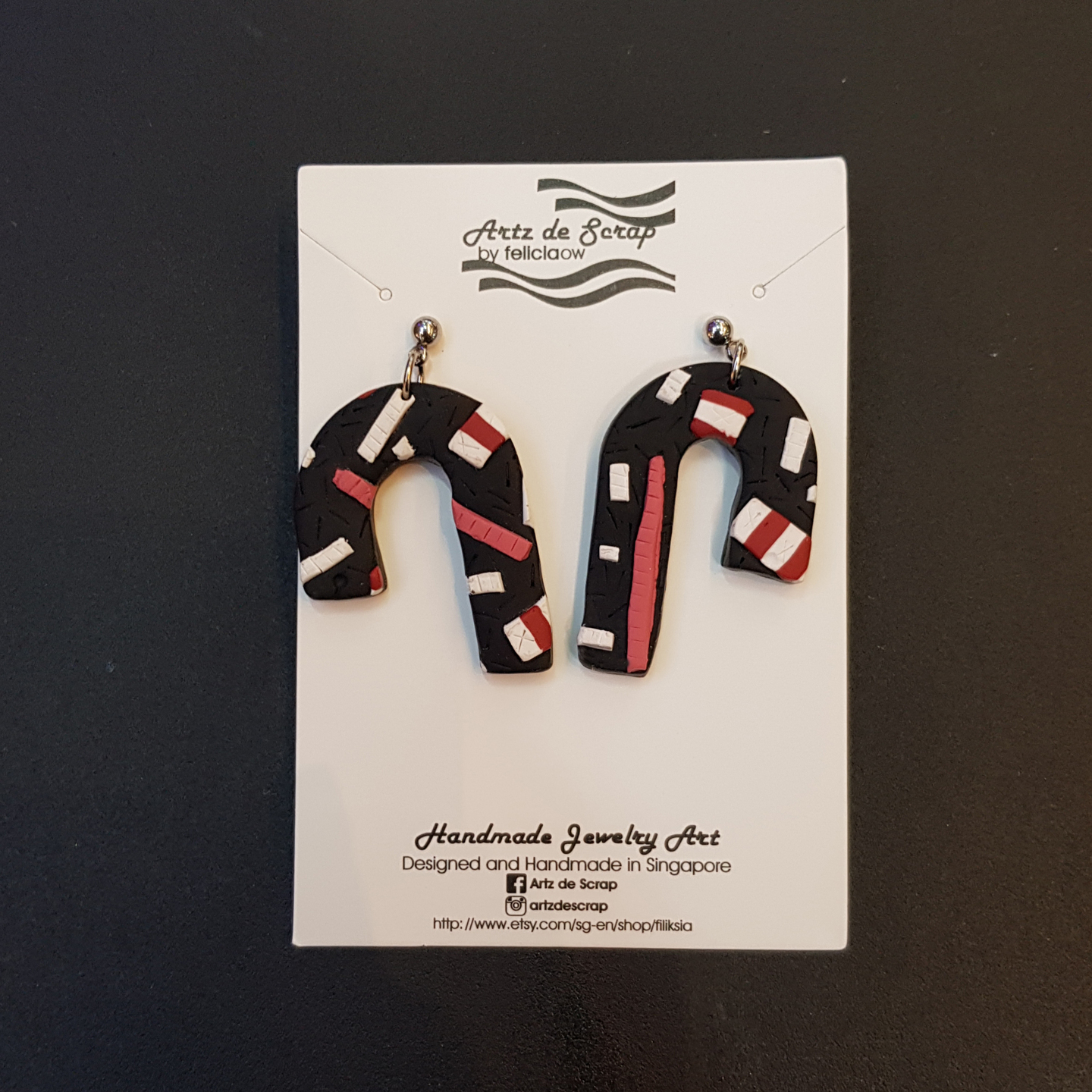 Candy Cane - Christmas Cane Earrings