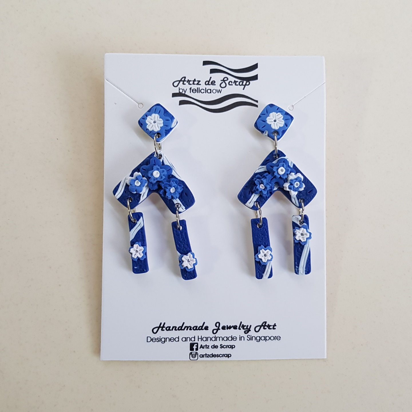 Spring Blossoms - Blue Arrow Drop Earrings