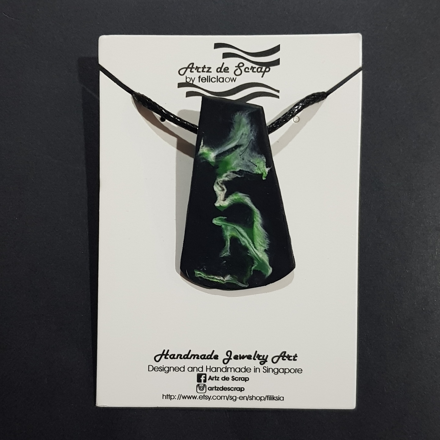Dark Jade - Curved Trapezium Necklace