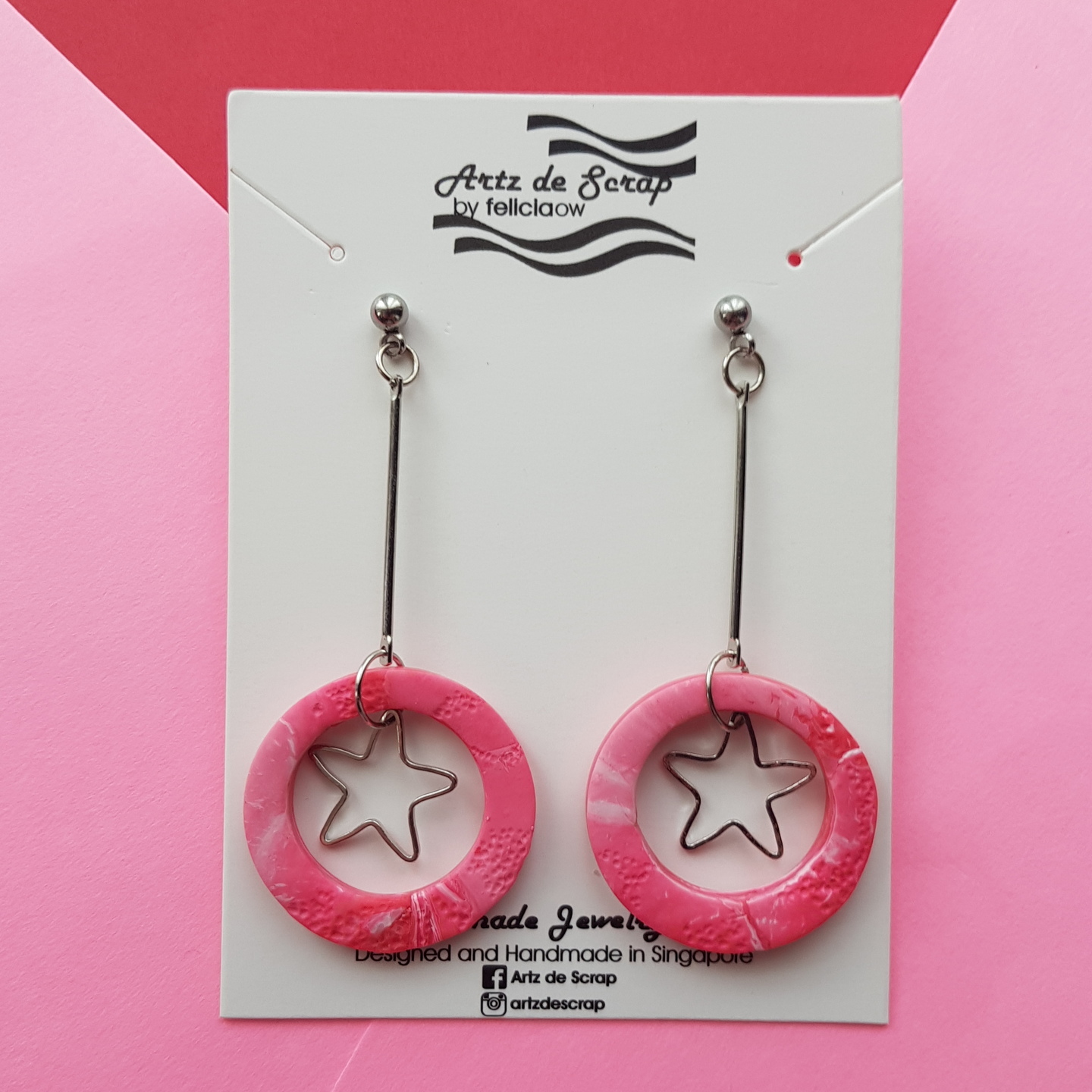 Rosy Pink - Starlet Hoop Earrings