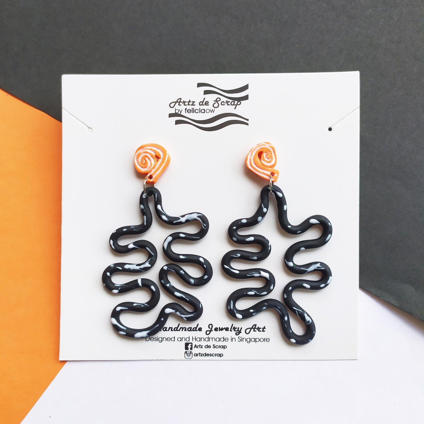 Colour Block - Splattered Leaves Earrings