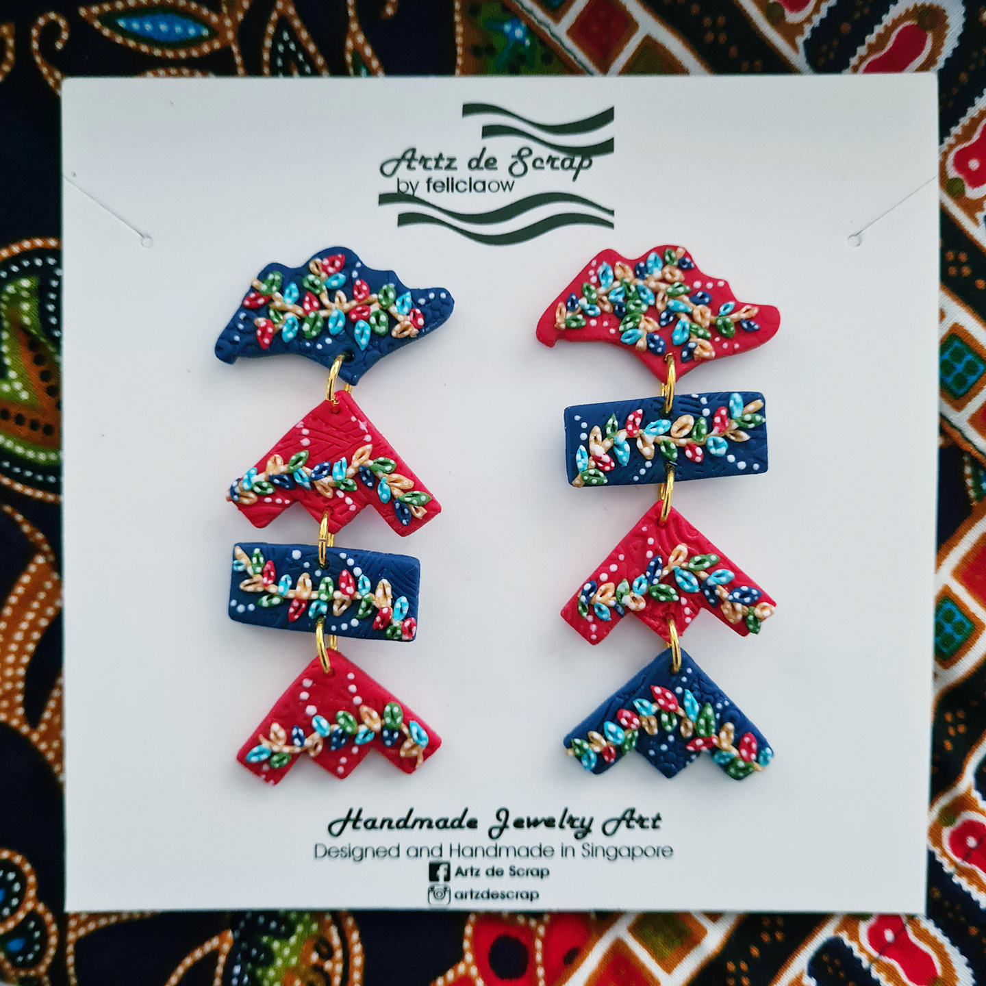 Uniquely SG - Singapore Girl Batik Inspired Geometric Earrings