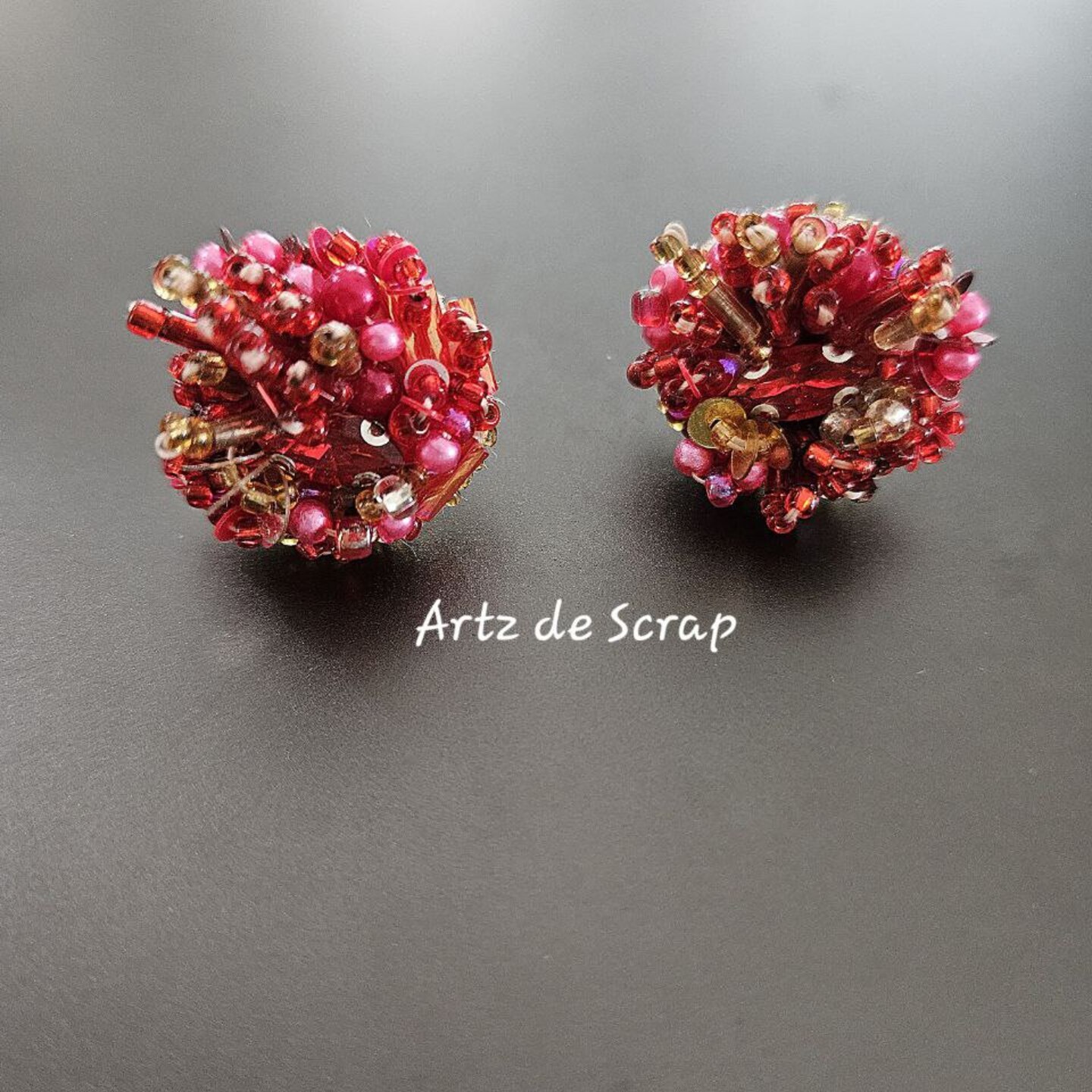 Coral Inspired - Beaded Studs Red
