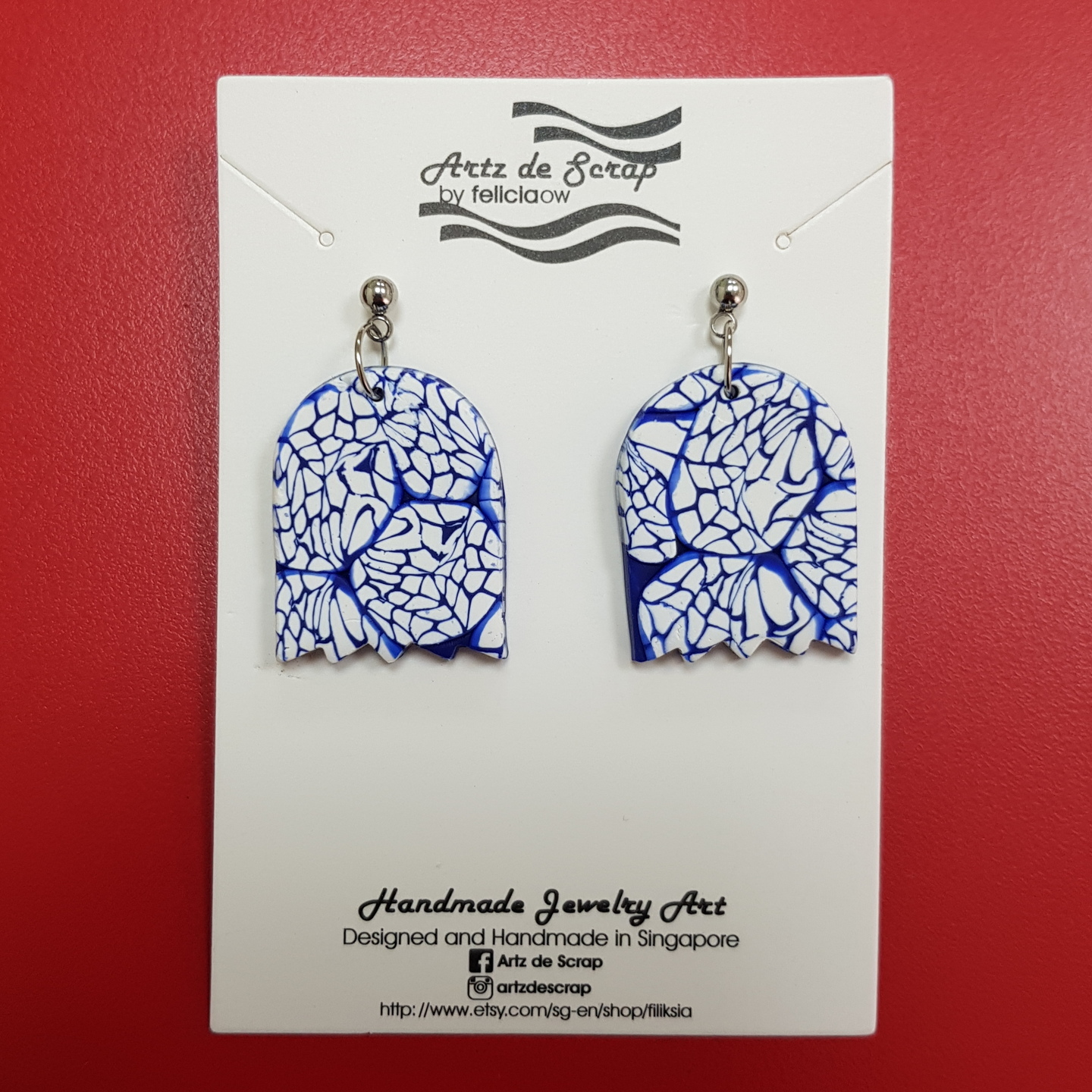 Porcelain Blue - Tulip Drop Earrings