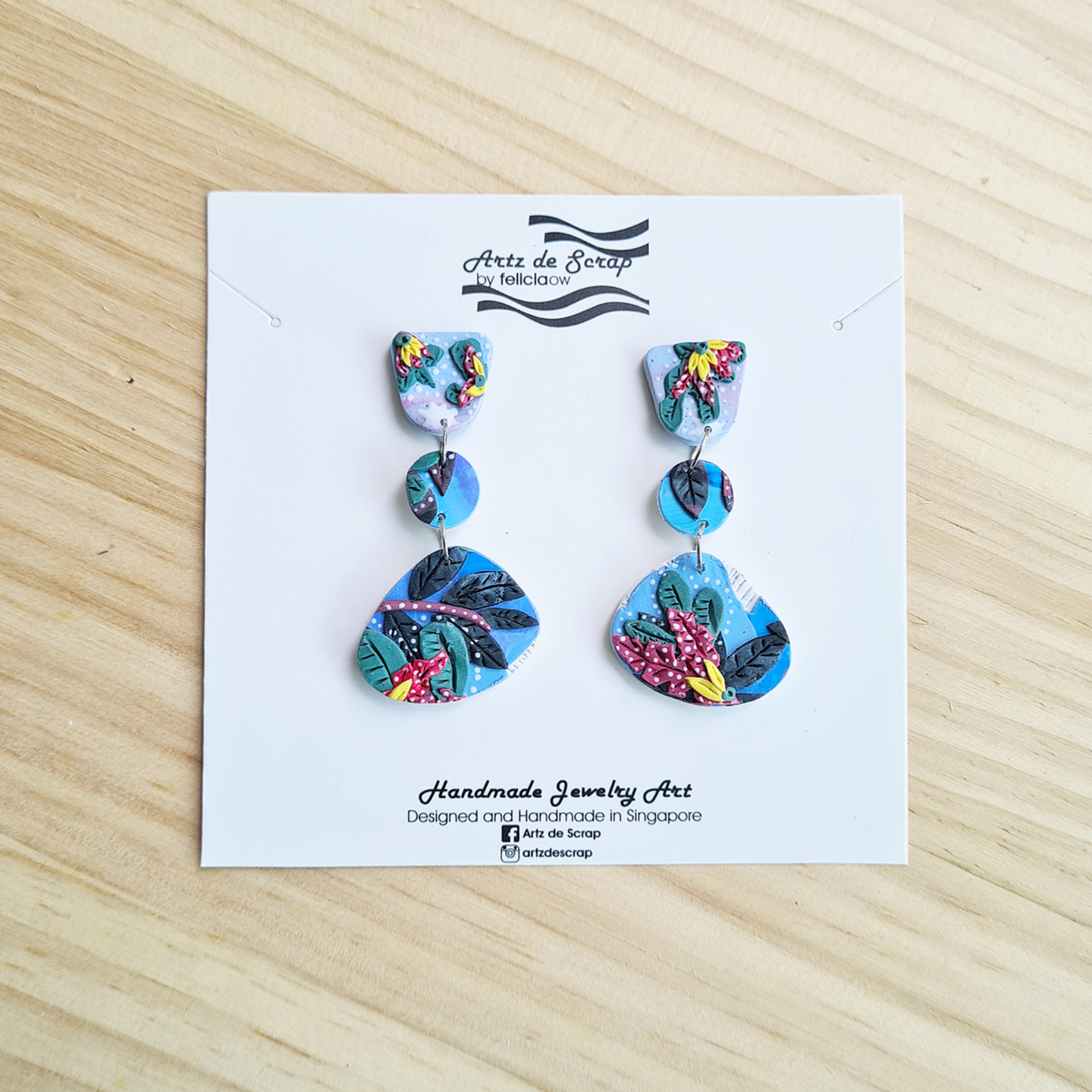 Tropical Leaves - Pebbles Dangle Earrings - 3