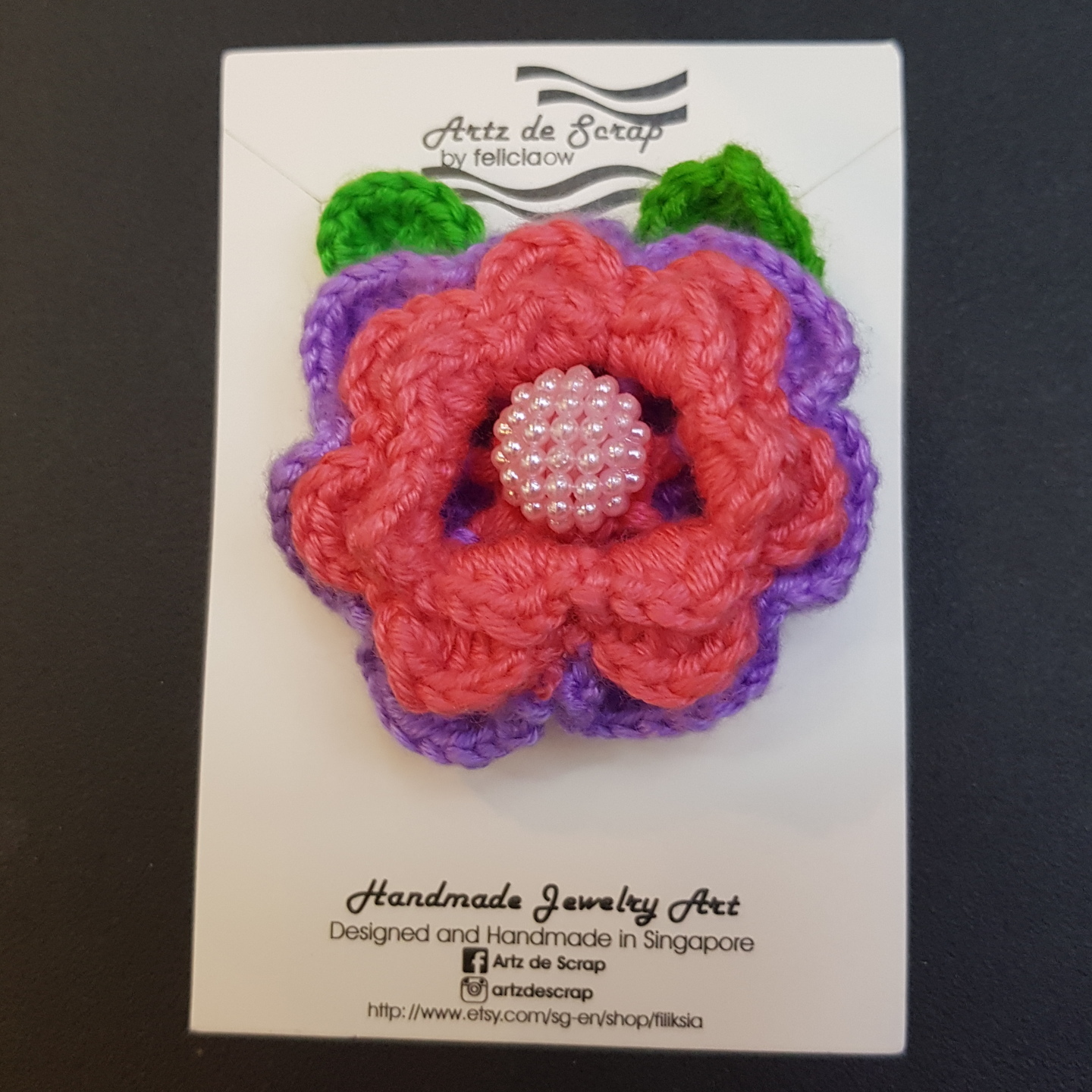 Crochet Layered Flower Brooch  Hijab Brooch