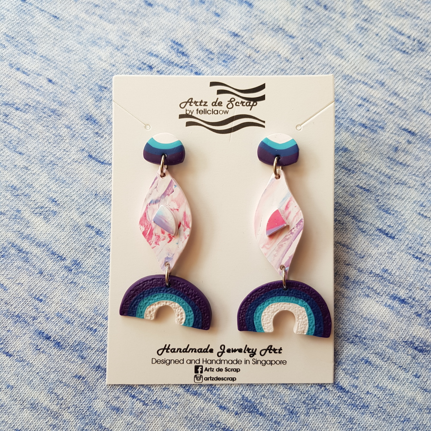 Adventure In The Clouds - Rainbow with Leaf Drop Earrings - 2