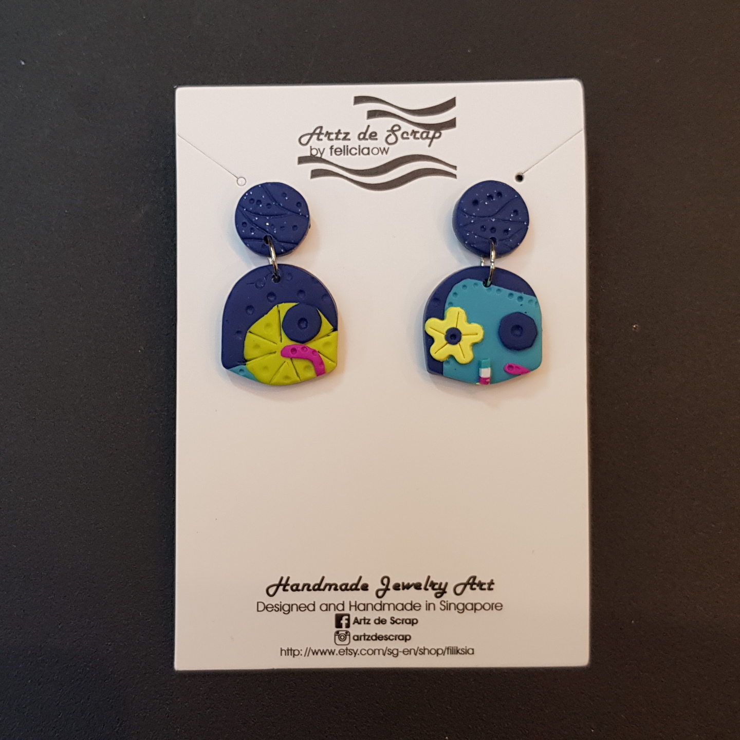 Cool Summer - Shield Drop Earrings