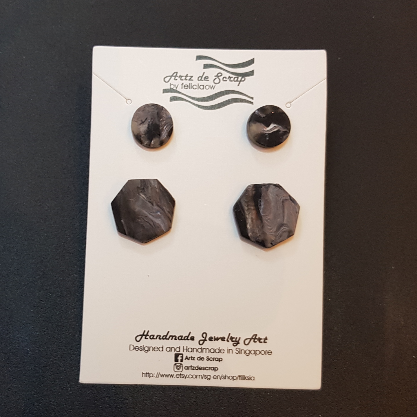 Translucent Marble - Round and Heptagon Studs