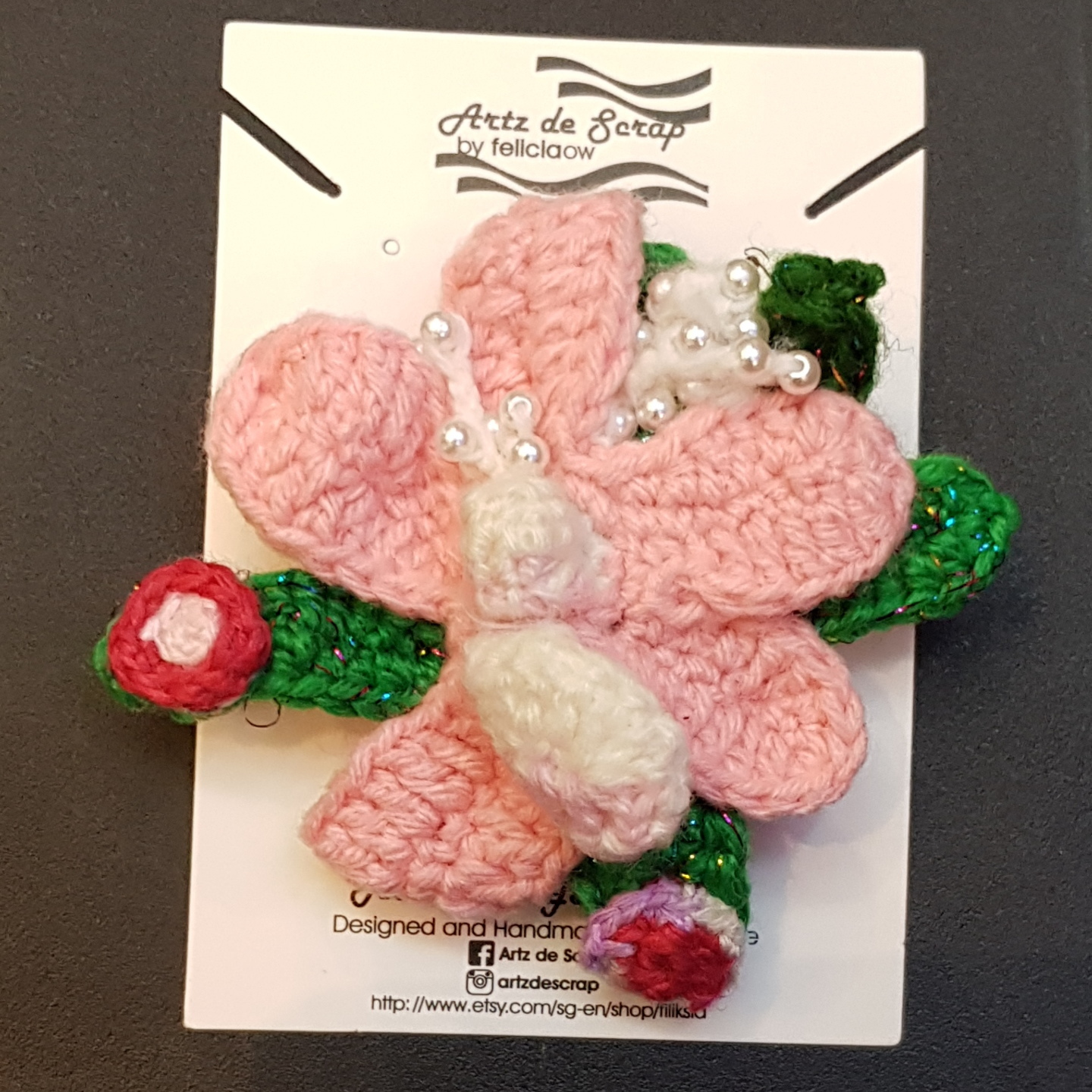 Crochet Orchid Flower Brooch  Hijab Brooch