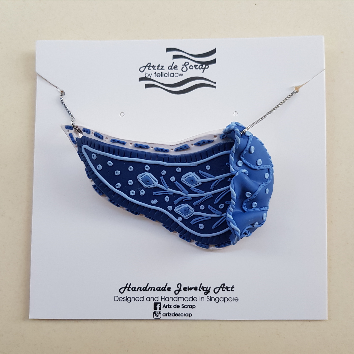 Spring Blossoms - Blue Leaf Statement Necklace