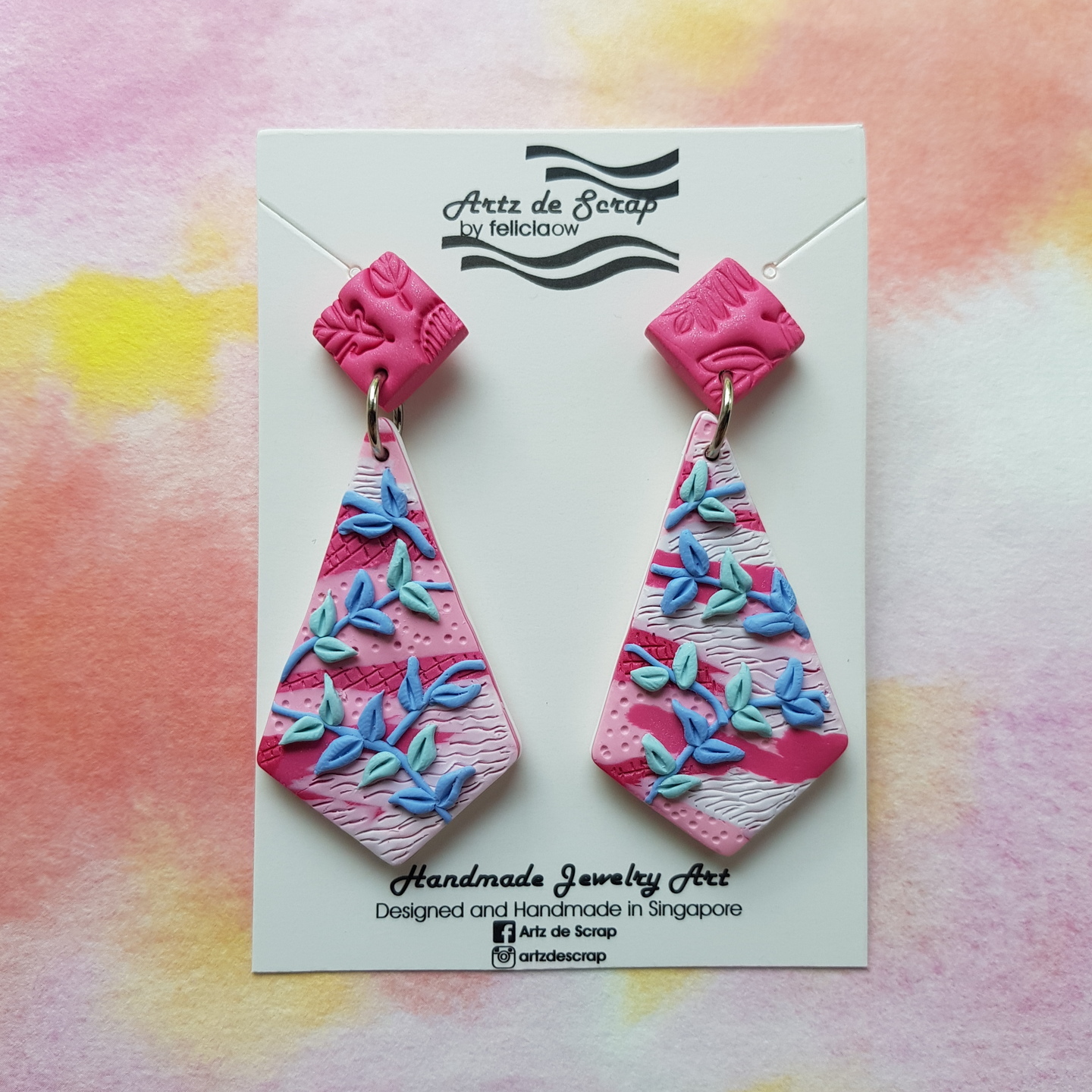 Sweet Pink Terrain - Diamond Leaves Earrings