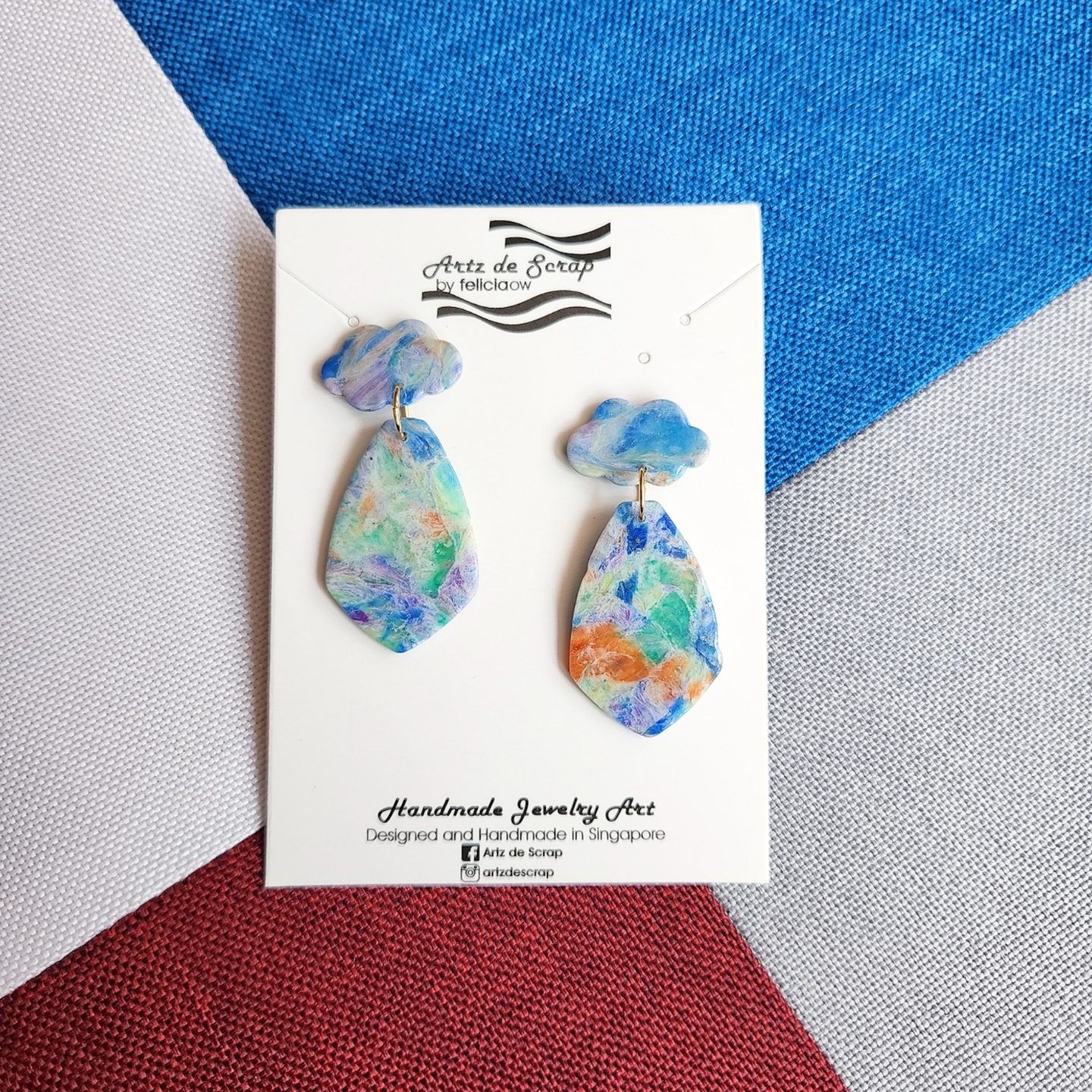 Faux Gemstones - Multi-Coloured Gem Dangle Earrings