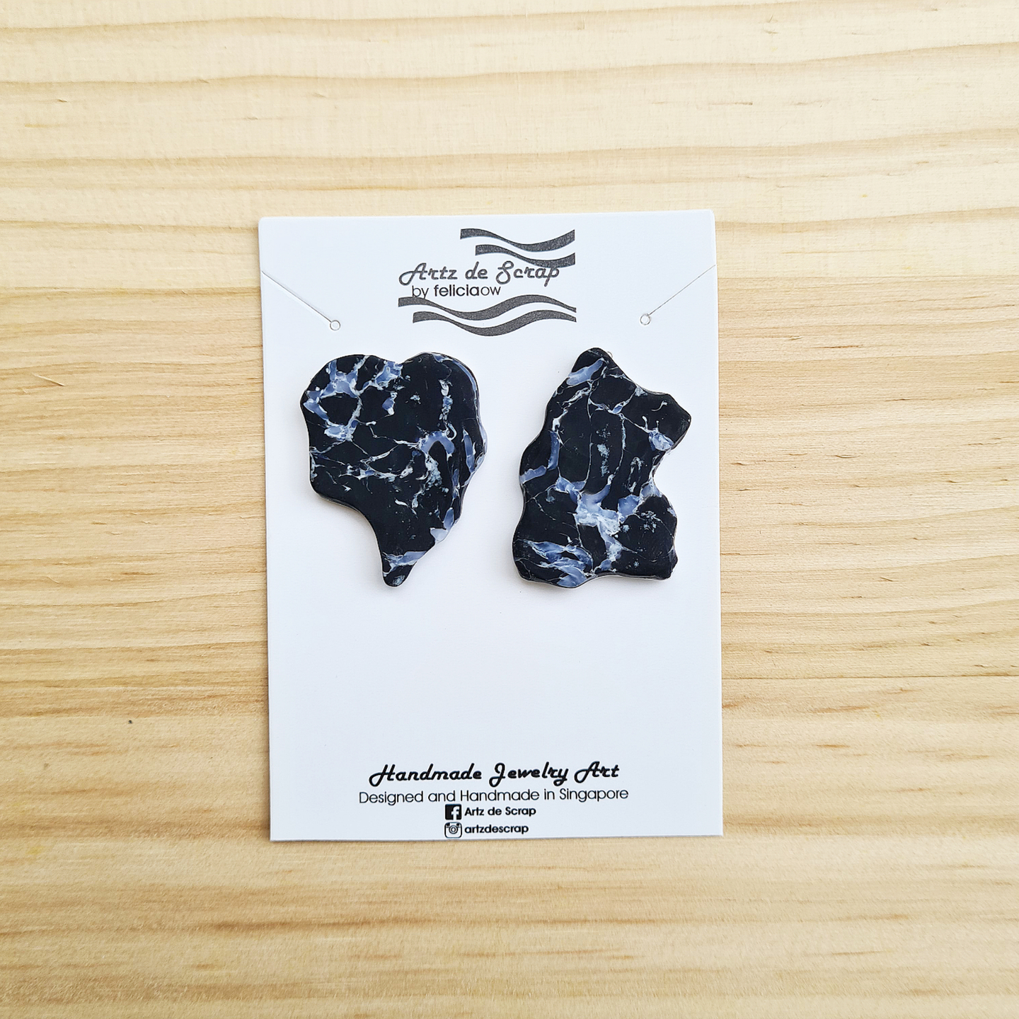 Natural Stones Inspired - Granite Organic Shape Studs Earrings - 3