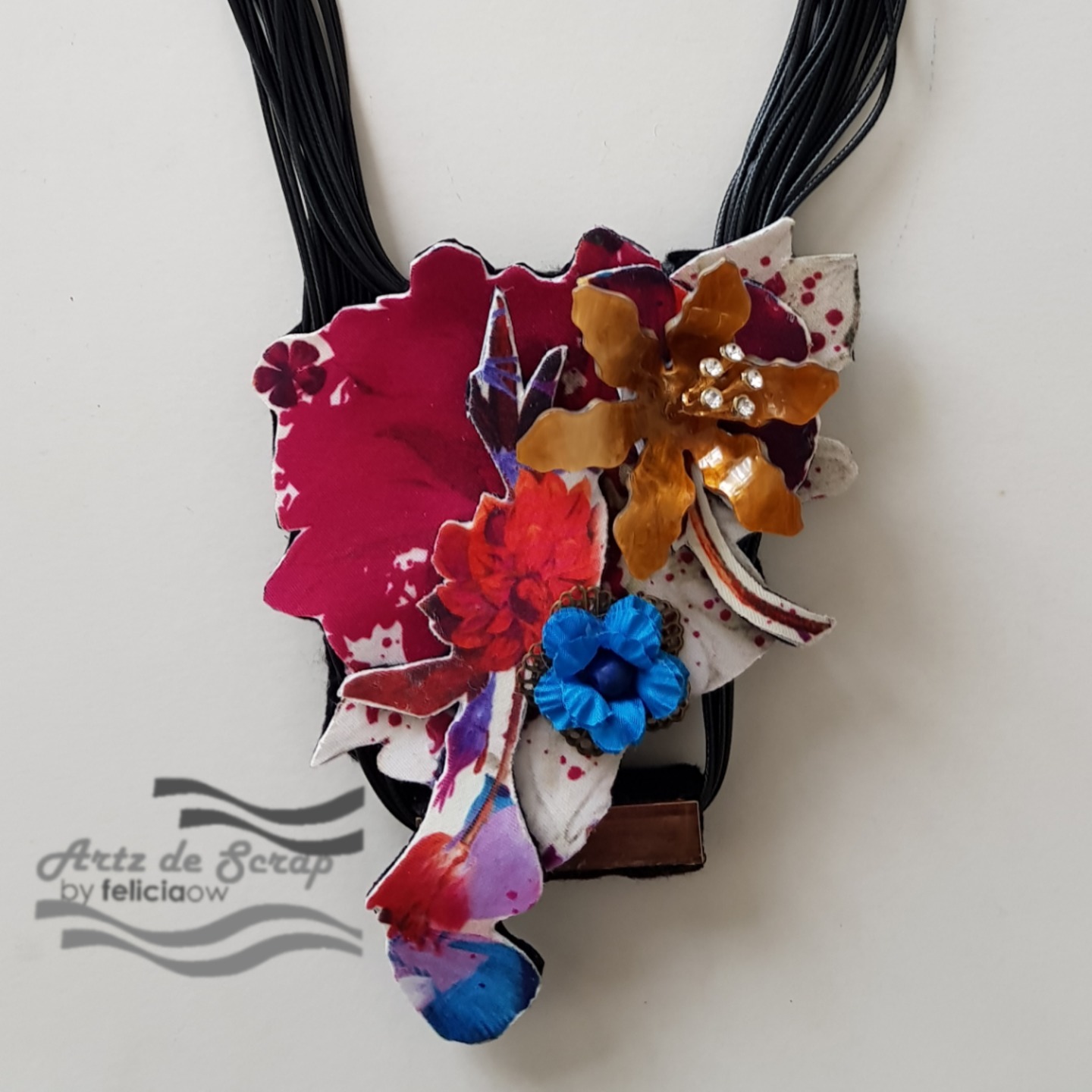 Printed Flowers Layered Batik with Gold Flower Necklace