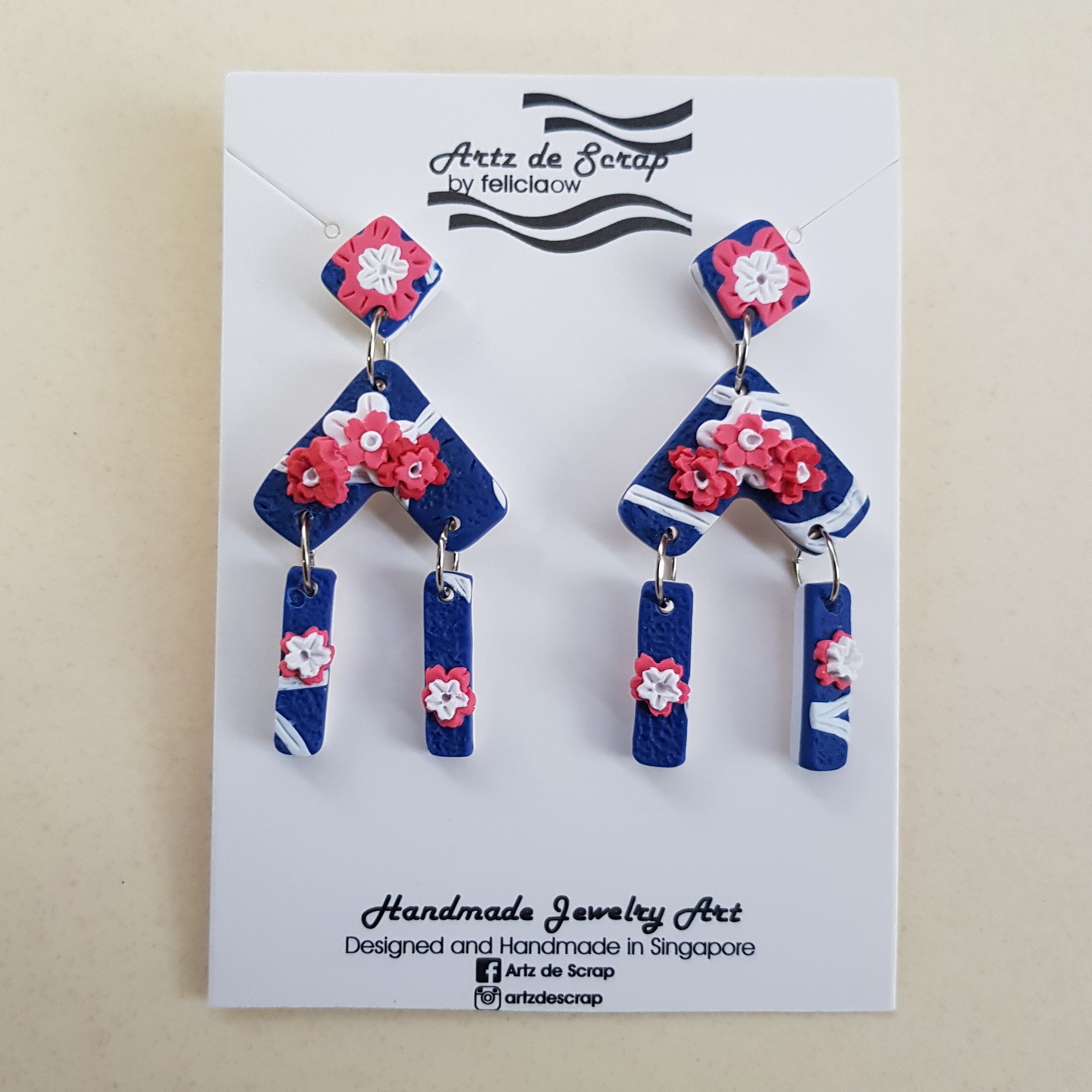 Spring Blossoms - Pink Arrow Drop Earrings