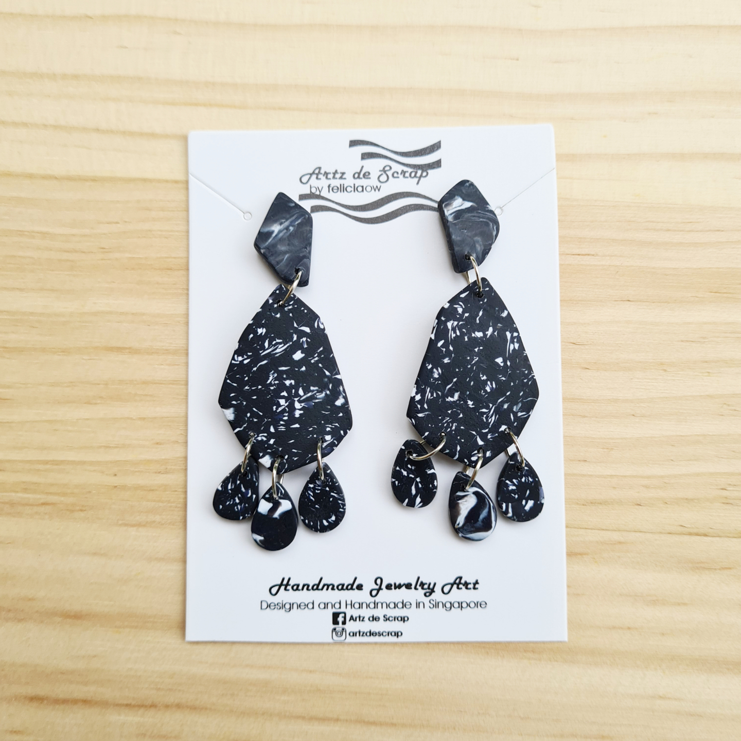 Natural Stones Inspired - Black Gems Dangle Earrings - 2