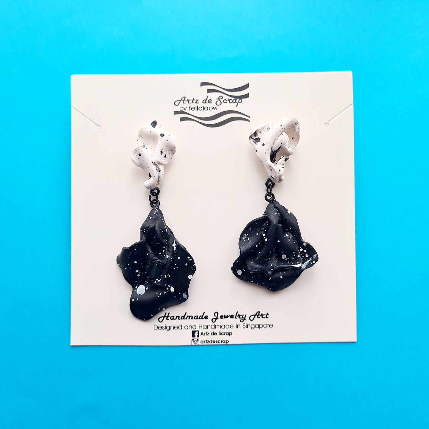 Abstract Drapes - Black and White Drape Dangles - 3