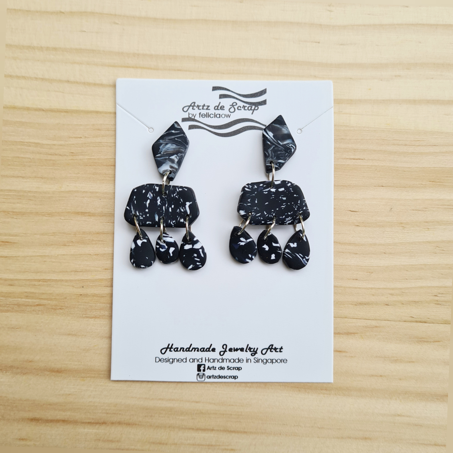 Natural Stones Inspired - Black Gems Dangle Earrings - 3