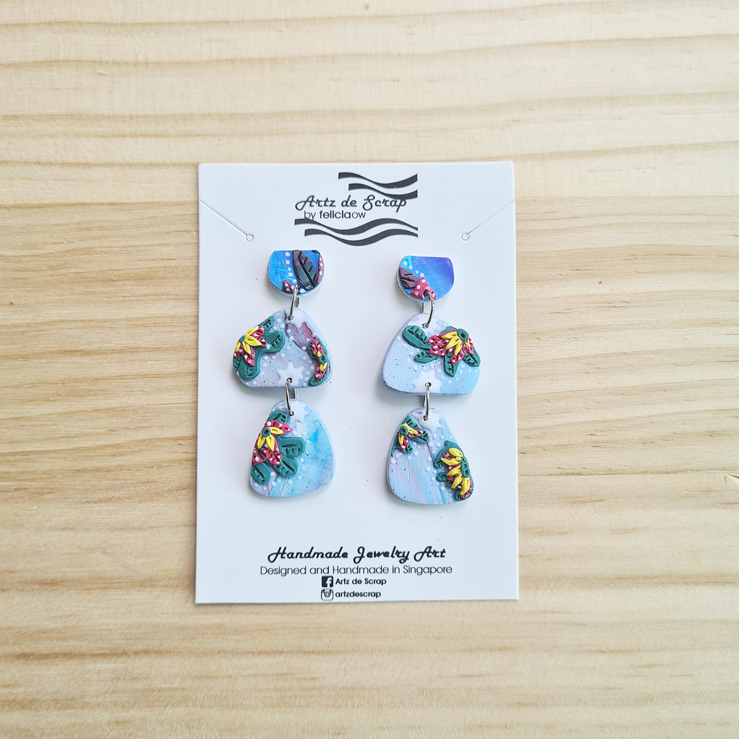 Tropical Leaves - Pebbles Dangle Earrings - 5
