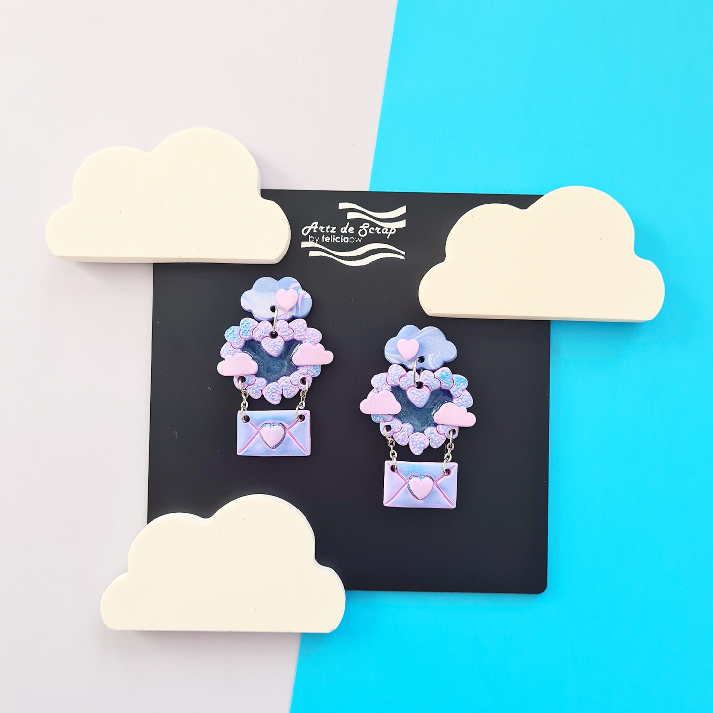 Valentines - Heart Air Balloon Dangle Earrings