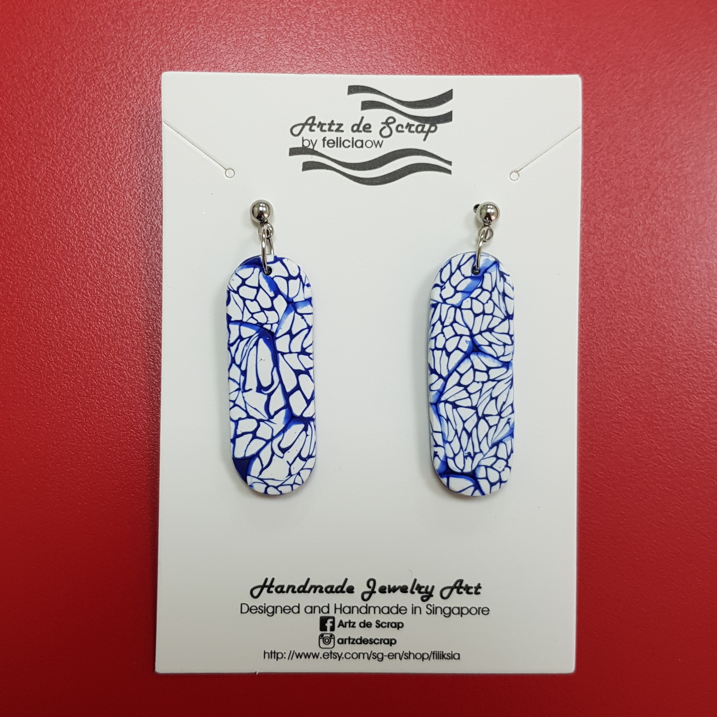 Porcelain Blue - Long Capsule Drop Earrings