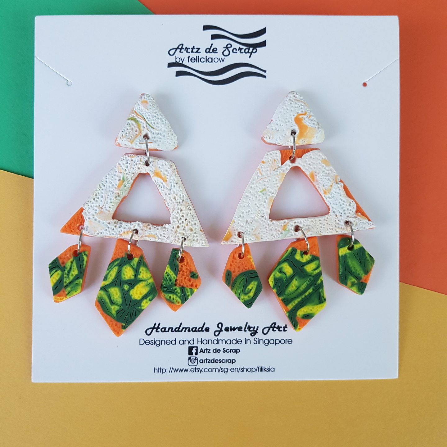 Sushi Coloured - Dangle Trapezium Earrings
