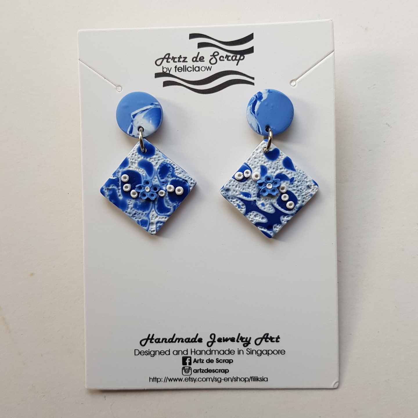Blueprint - White Tile Dangle Earrings