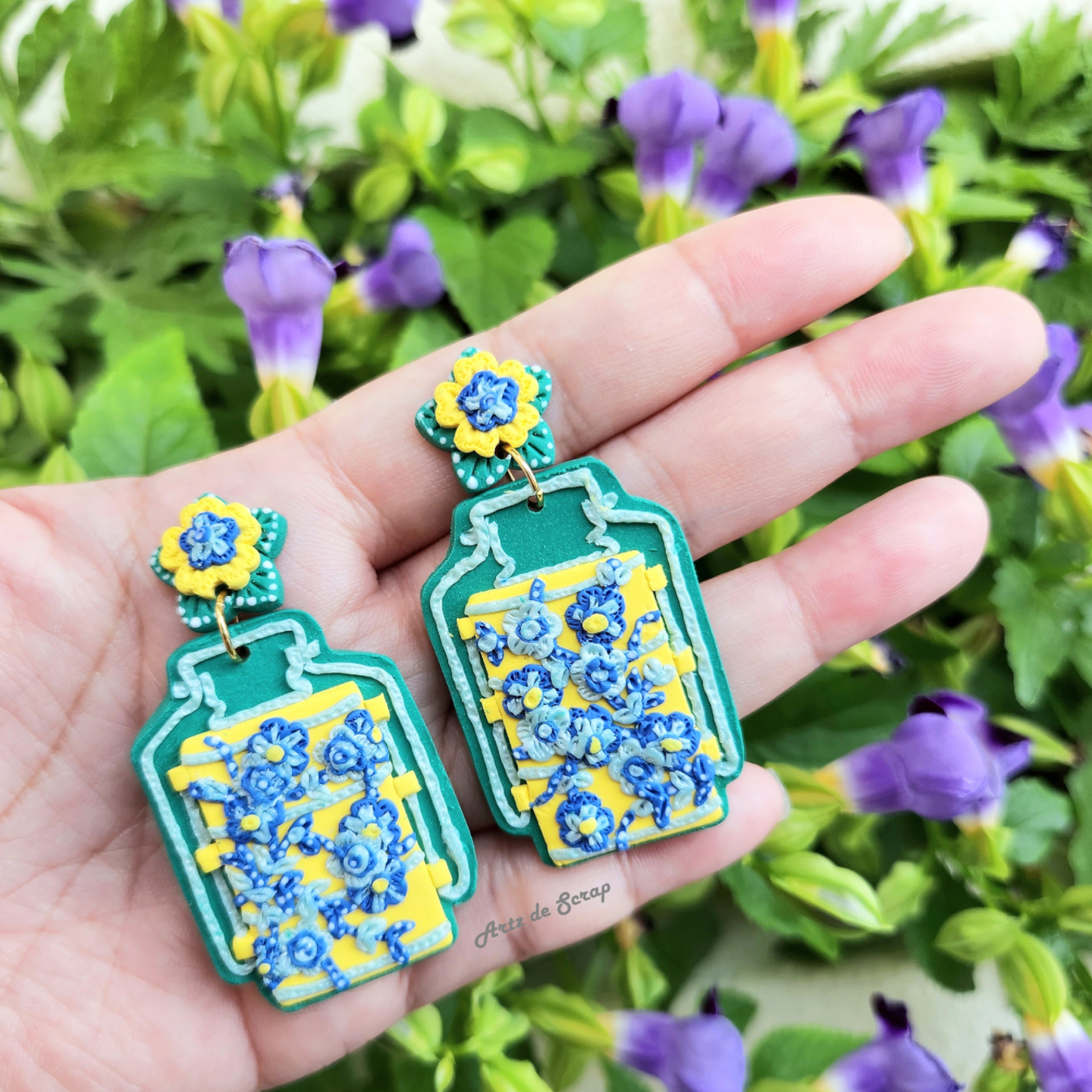Uniquely SG - Yellow and Blue Tingkat Earrings