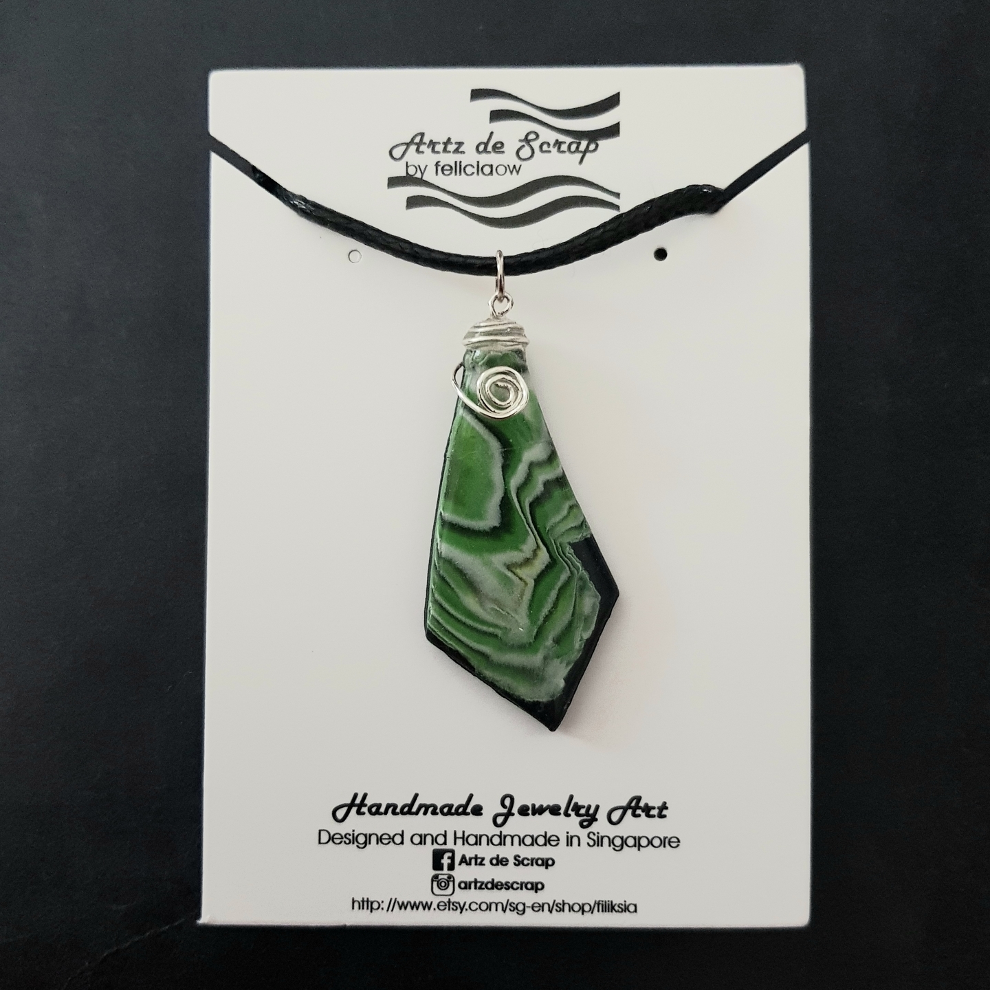 Milky Jade - Diamond Drop with Wirewrap Necklace