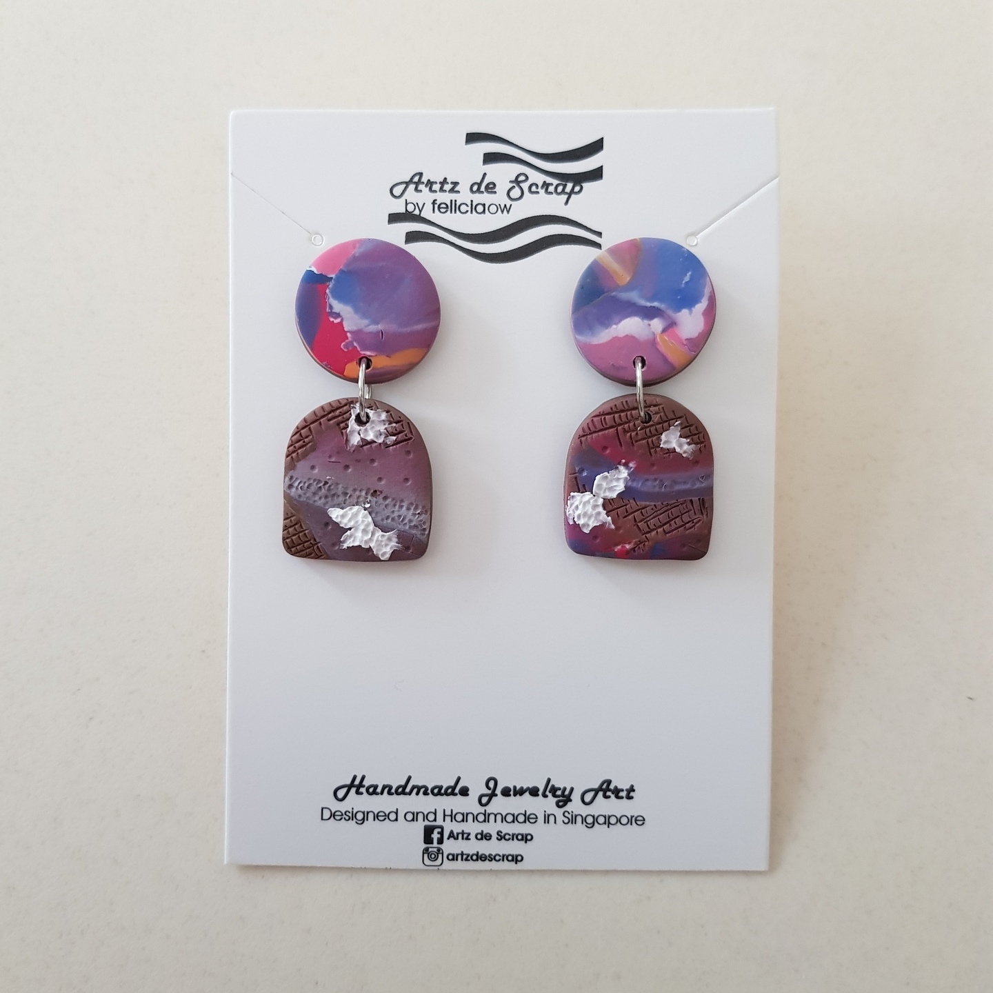 Colour Pop Terrain - Arch Marbled Terrain Earrings - 1