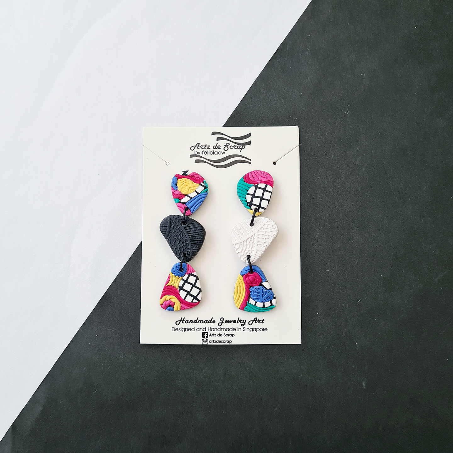 Patchwork Pop - Pebble Dangle Earrings