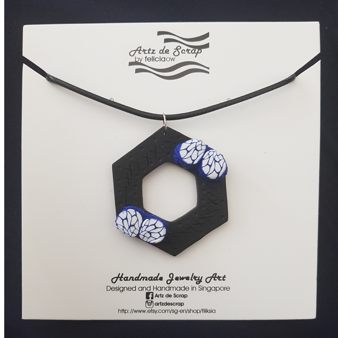 Porcelain Flower - Hexagon Necklace