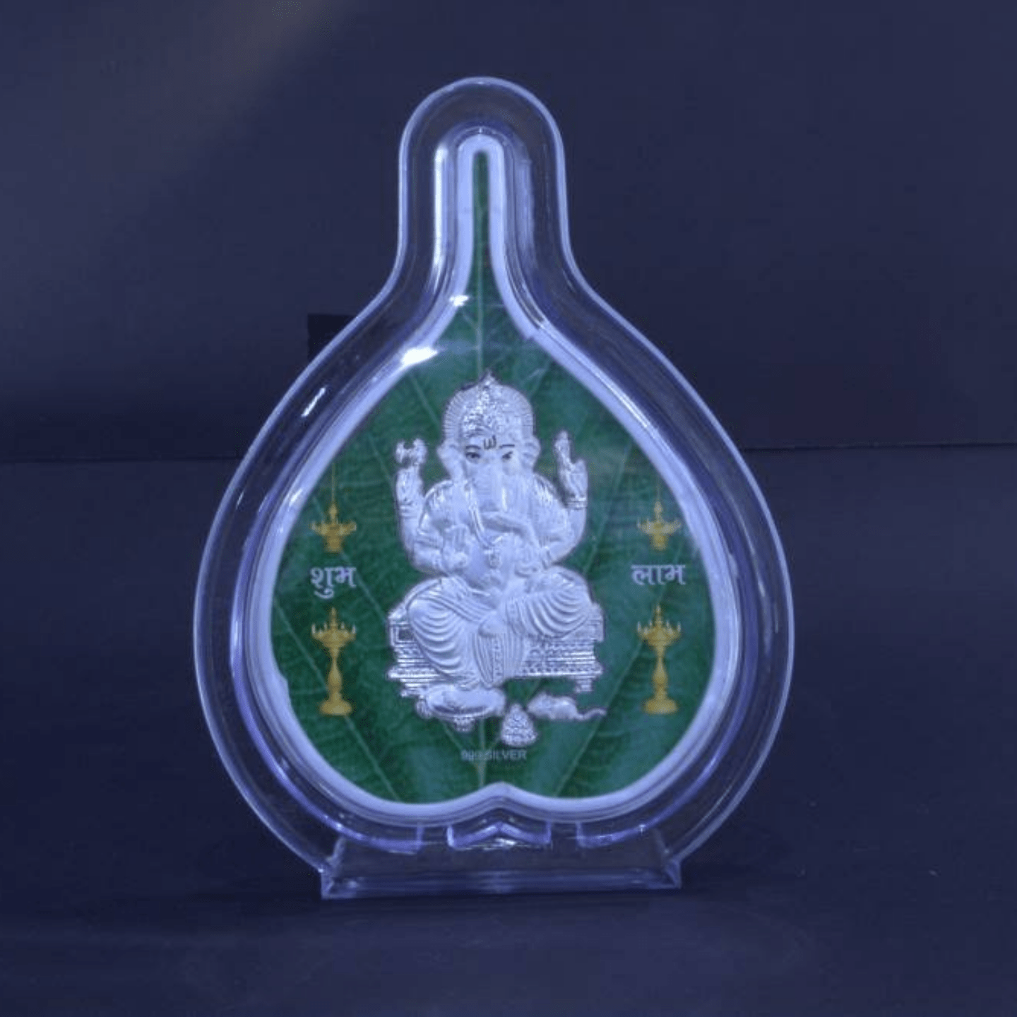 999 Pure Silver Ganesha On Leaf