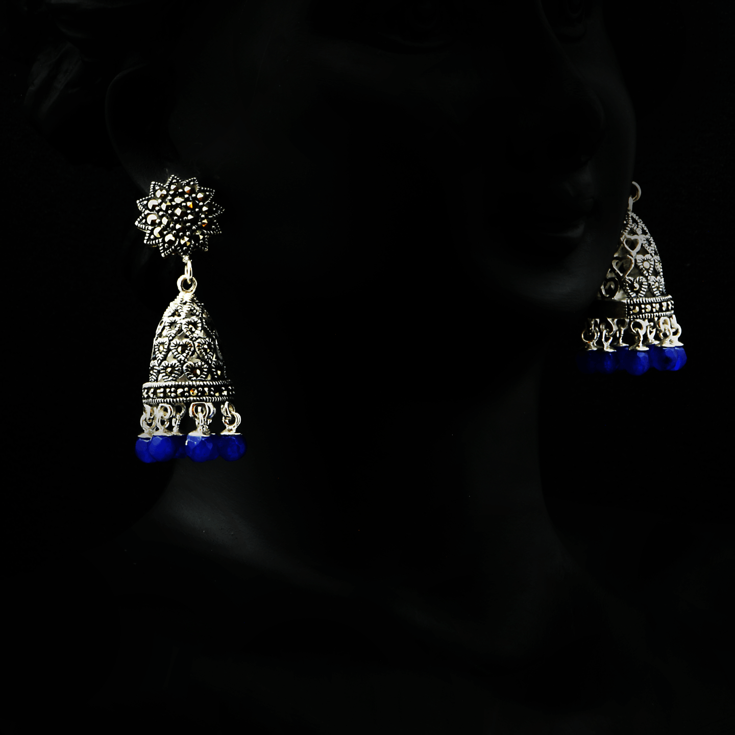 Blue Marcasite Jhumki