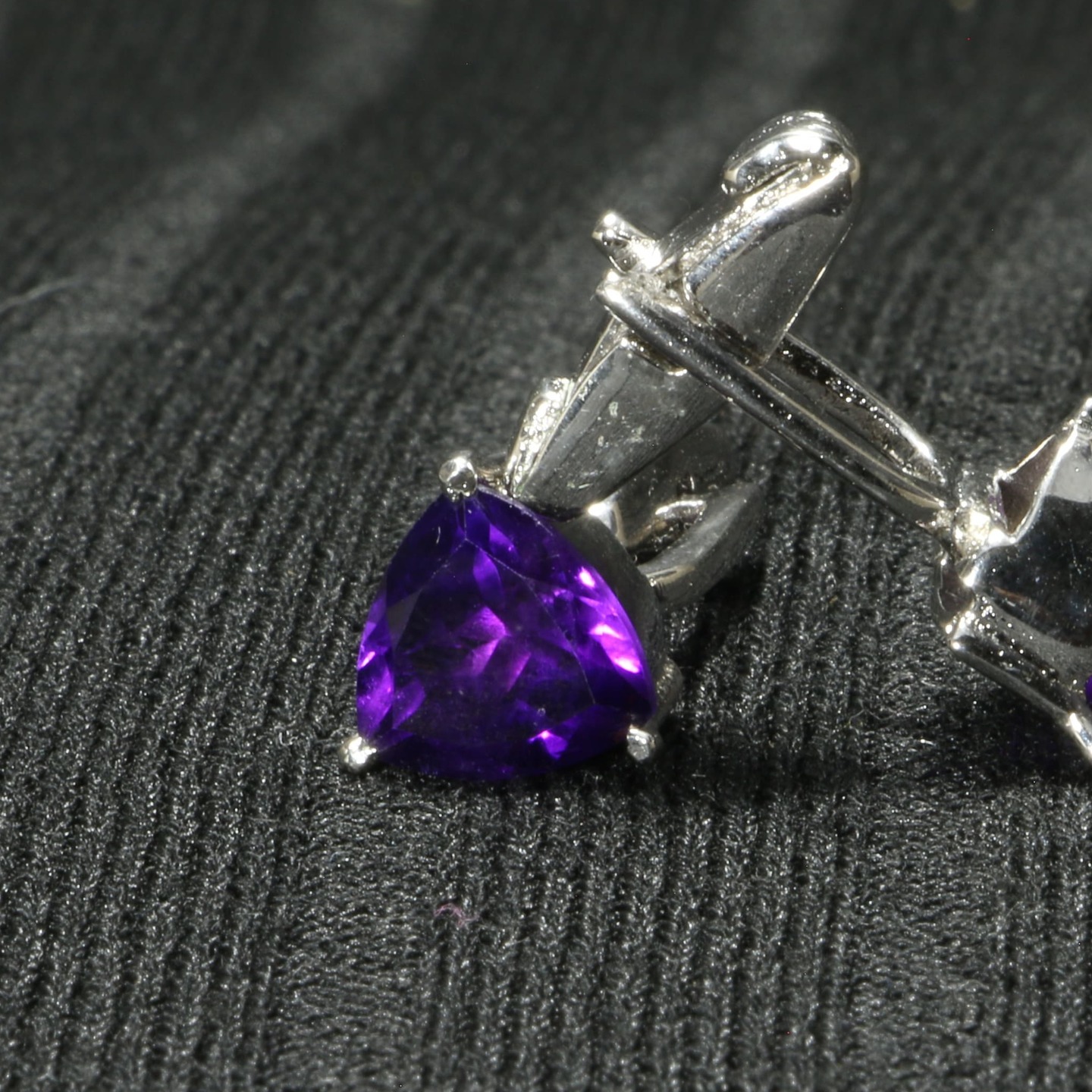 Triangle Purple Stone Cufflink
