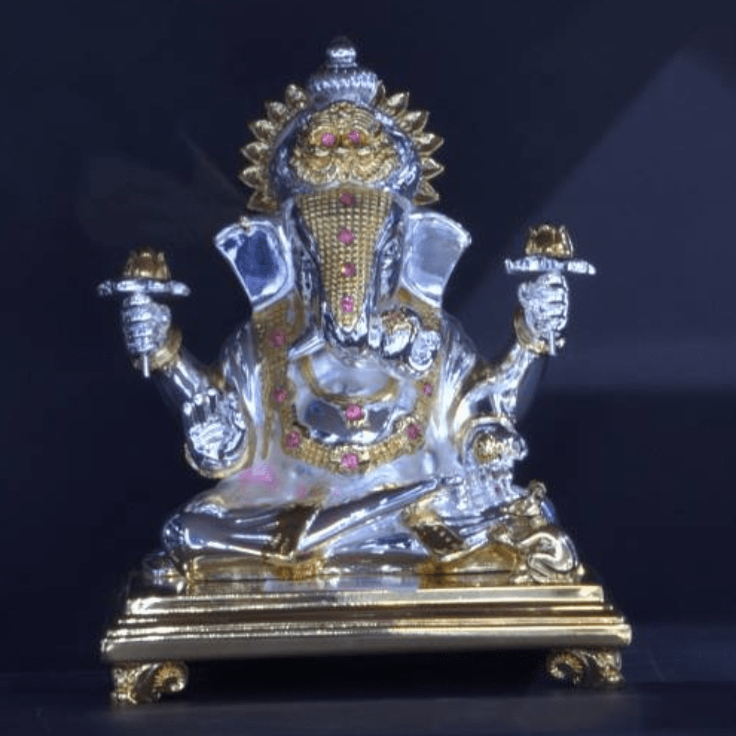 Dagdu Ganesh With Golden Base