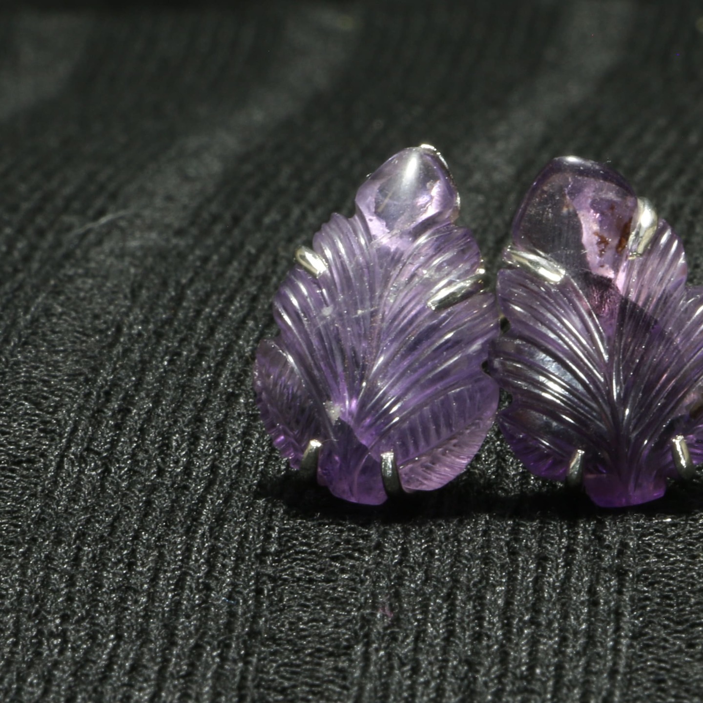 Leaf Purple Stone Cufflink