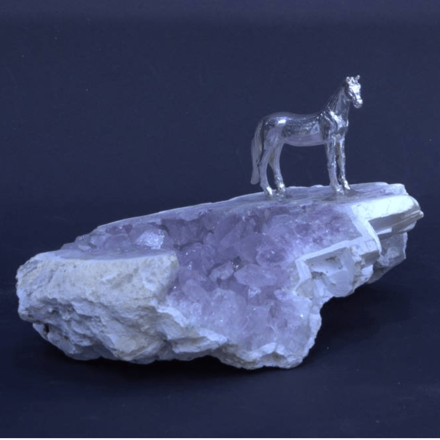 Horse On Big Amethyst Stone