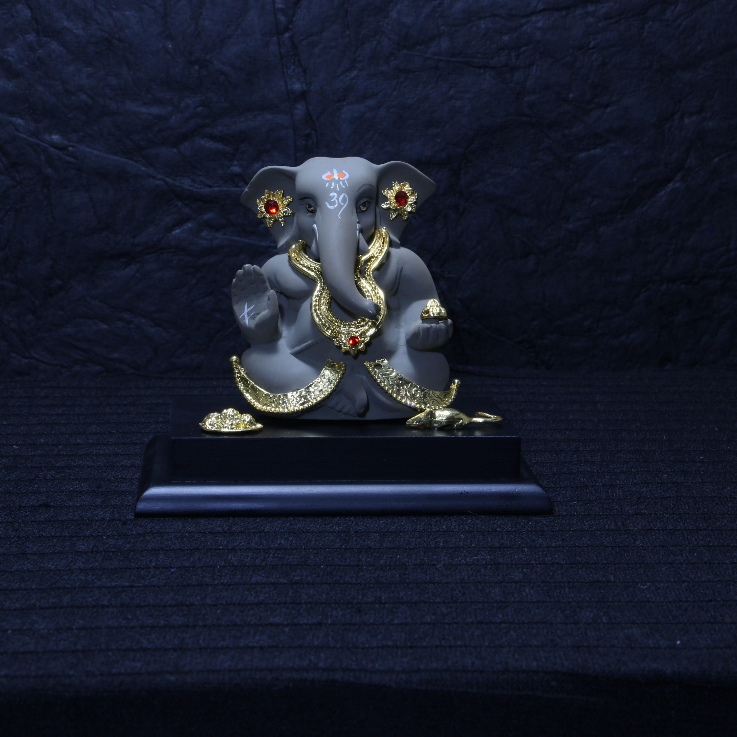 Grey Ganesha With Gold Plated Jewelry